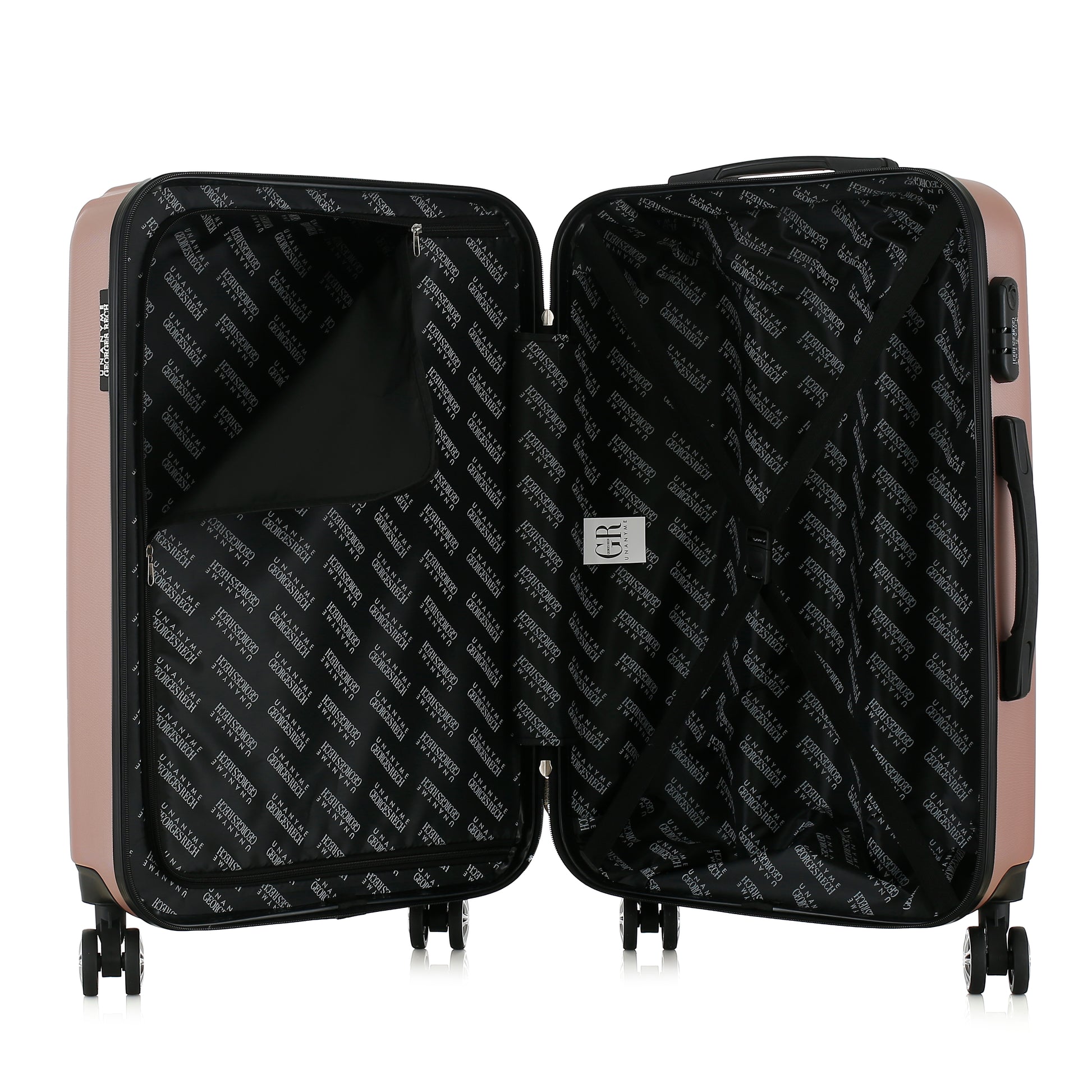 Valise rose de notre collection Georges Rech, Venise, taille M, ouverte