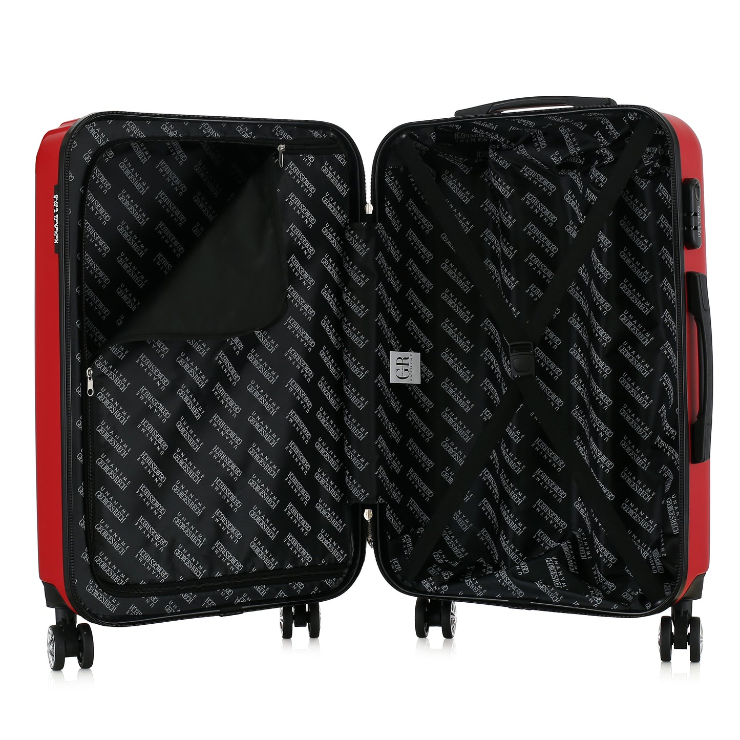 Valise rouge de notre collection Georges Rech, Venise, taille M, ouverte