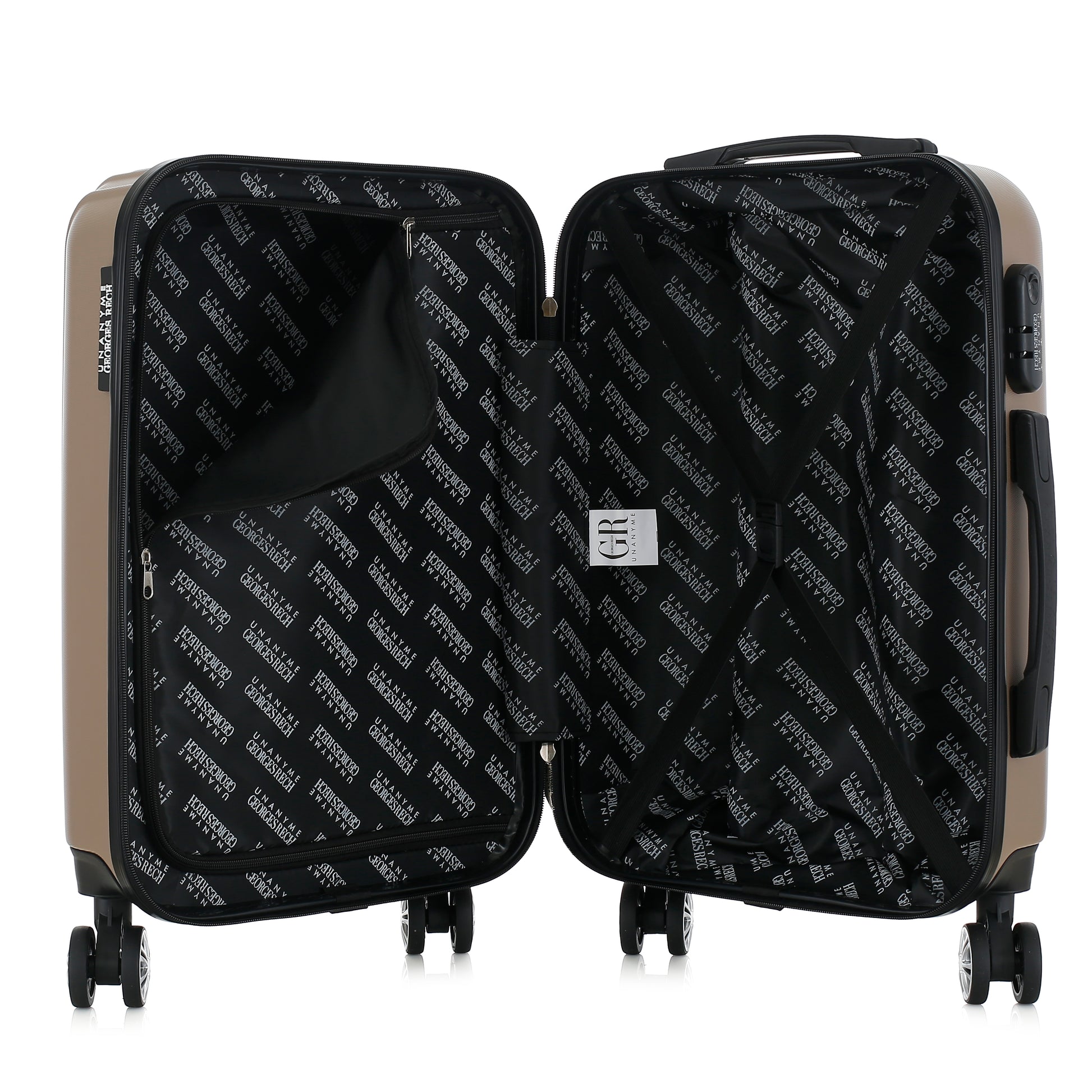 Valise beige de notre collection Georges Rech, Venise, taille S, ouverte