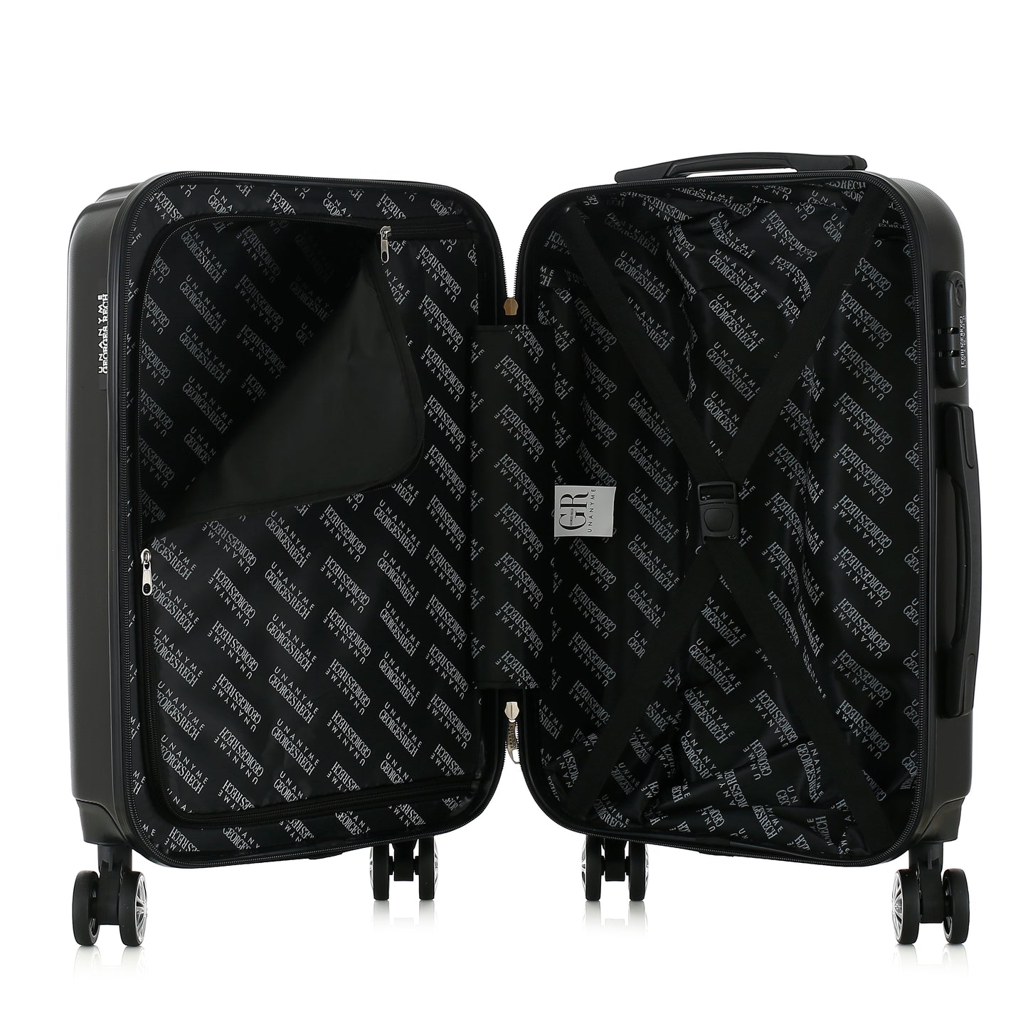 Valise noire de notre collection Georges Rech, Venise, taille S, ouverte