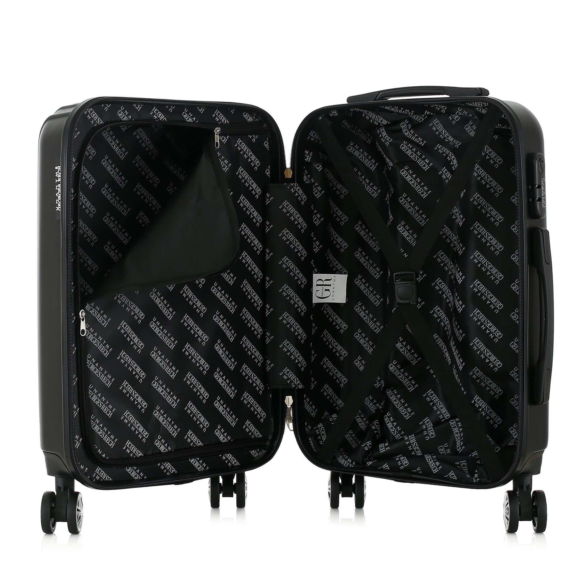 Valise noire de notre collection Georges Rech, Venise, taille S, ouverte