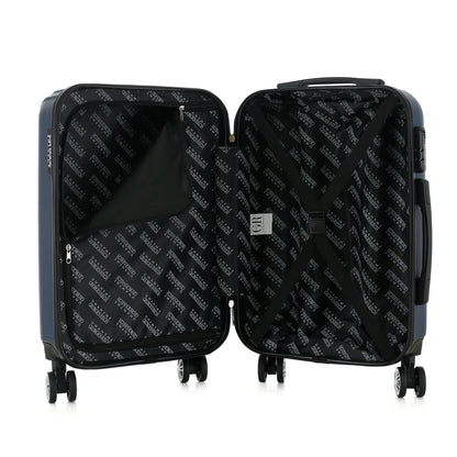 Valise bleue de notre collection Georges Rech, Venise, taille S, ouverte