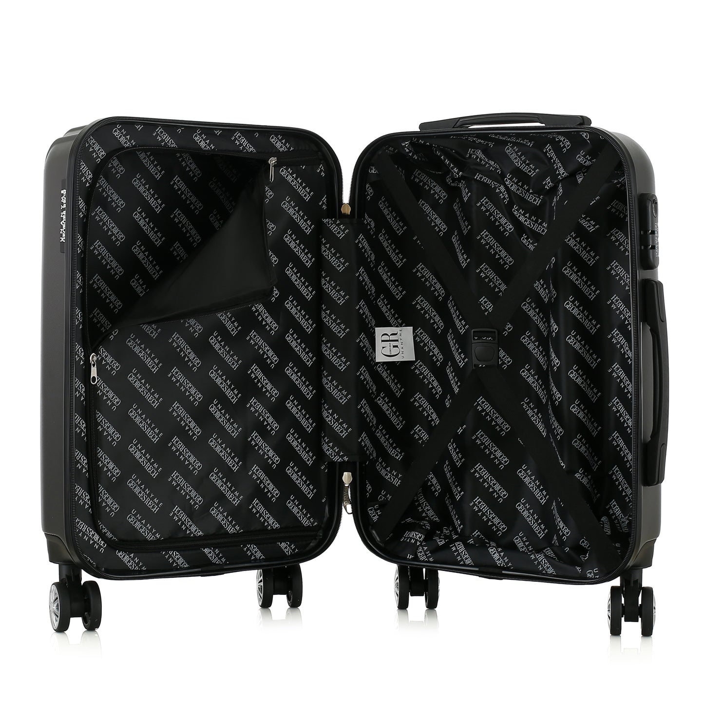 Valise grise de notre collection Georges Rech, Venise, taille S, ouverte