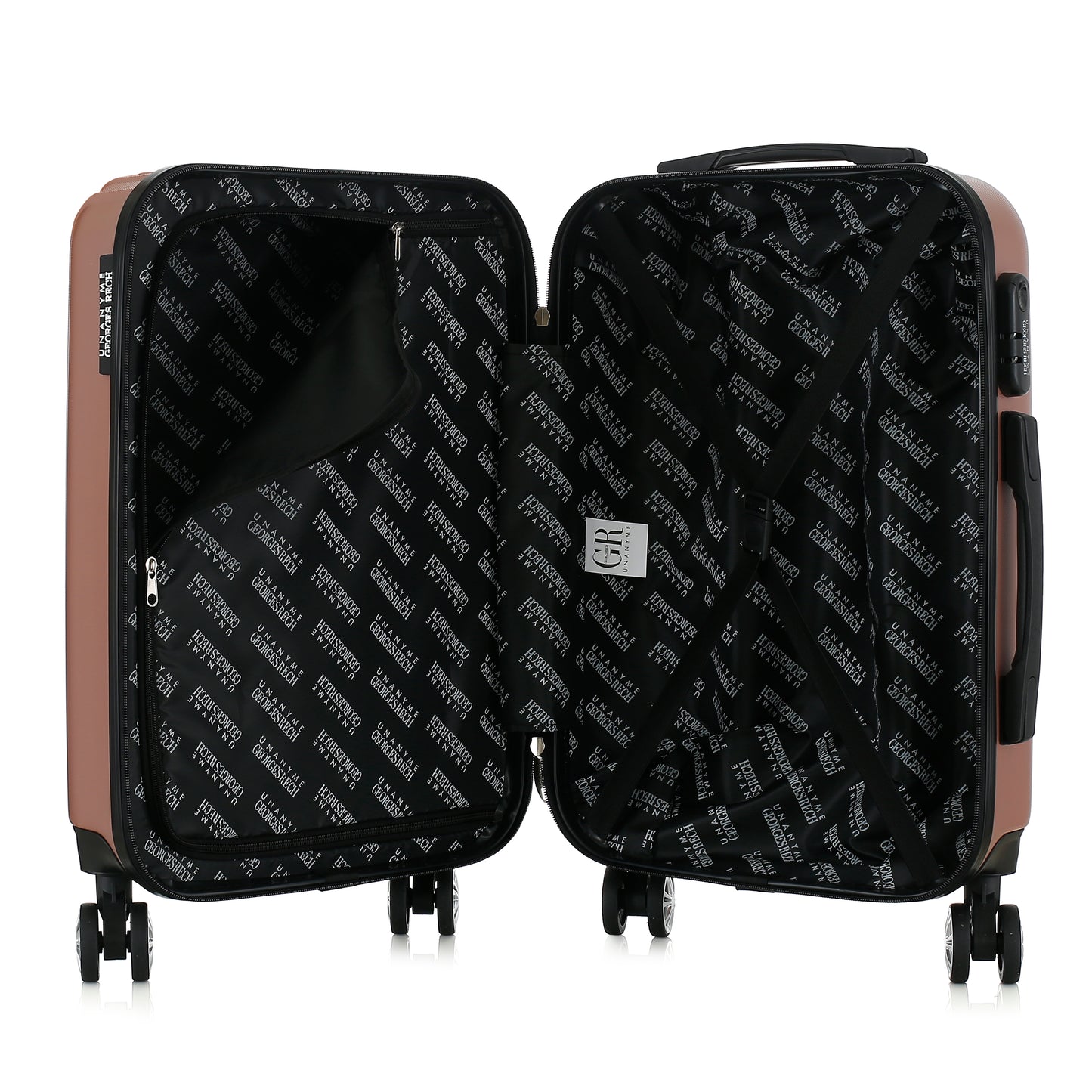 Valise rose de notre collection Georges Rech, Venise, taille S, ouverte