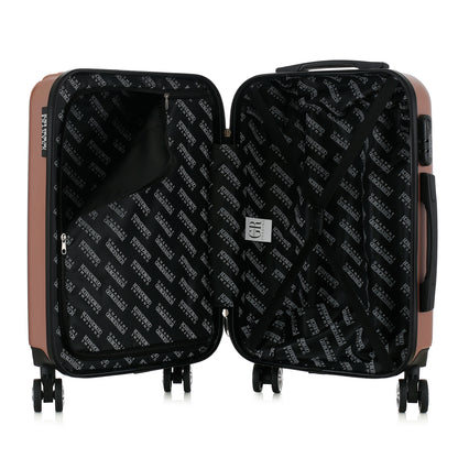 Valise rose de notre collection Georges Rech, Venise, taille S, ouverte