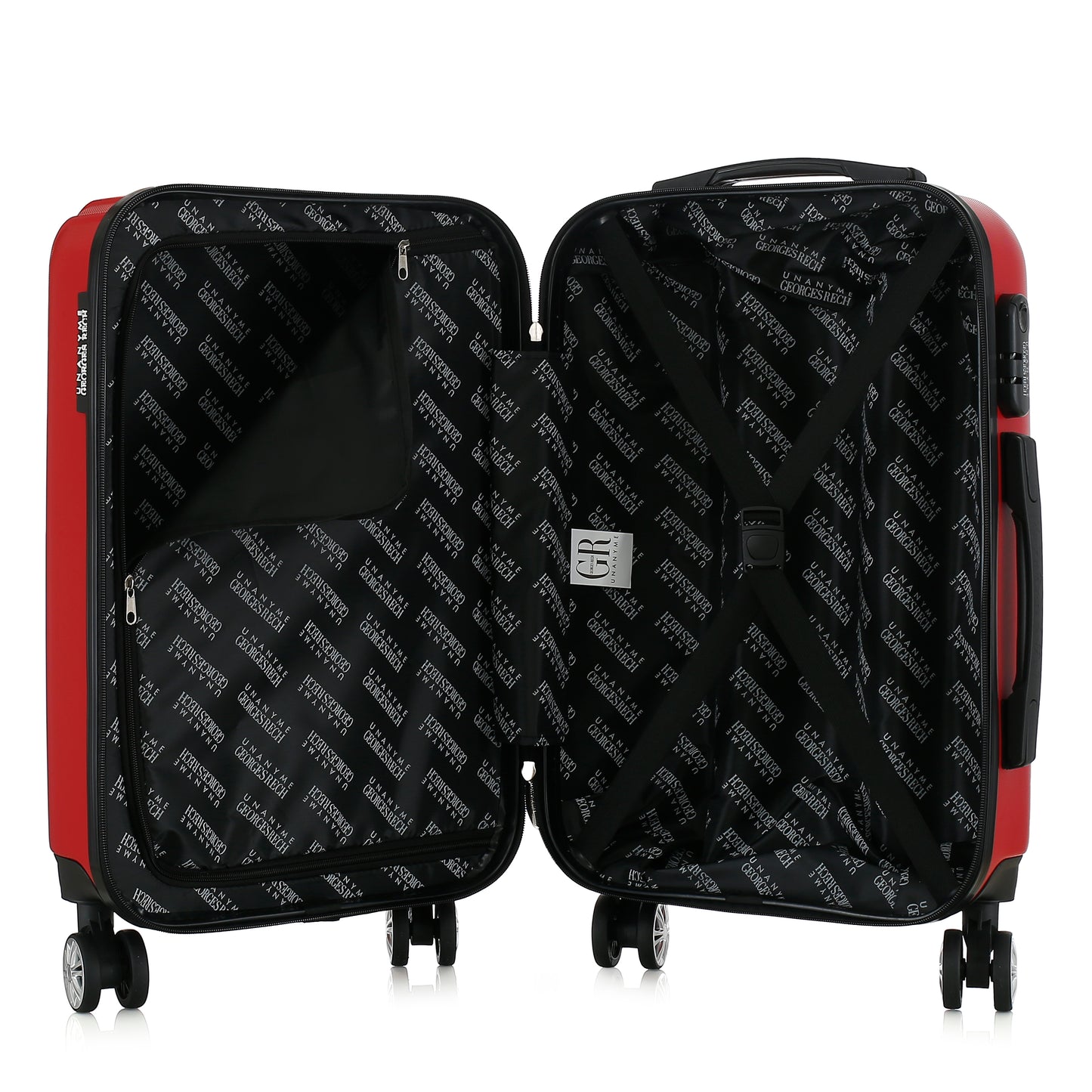 Valise rouge de notre collection Georges Rech, Venise, taille S, ouverte