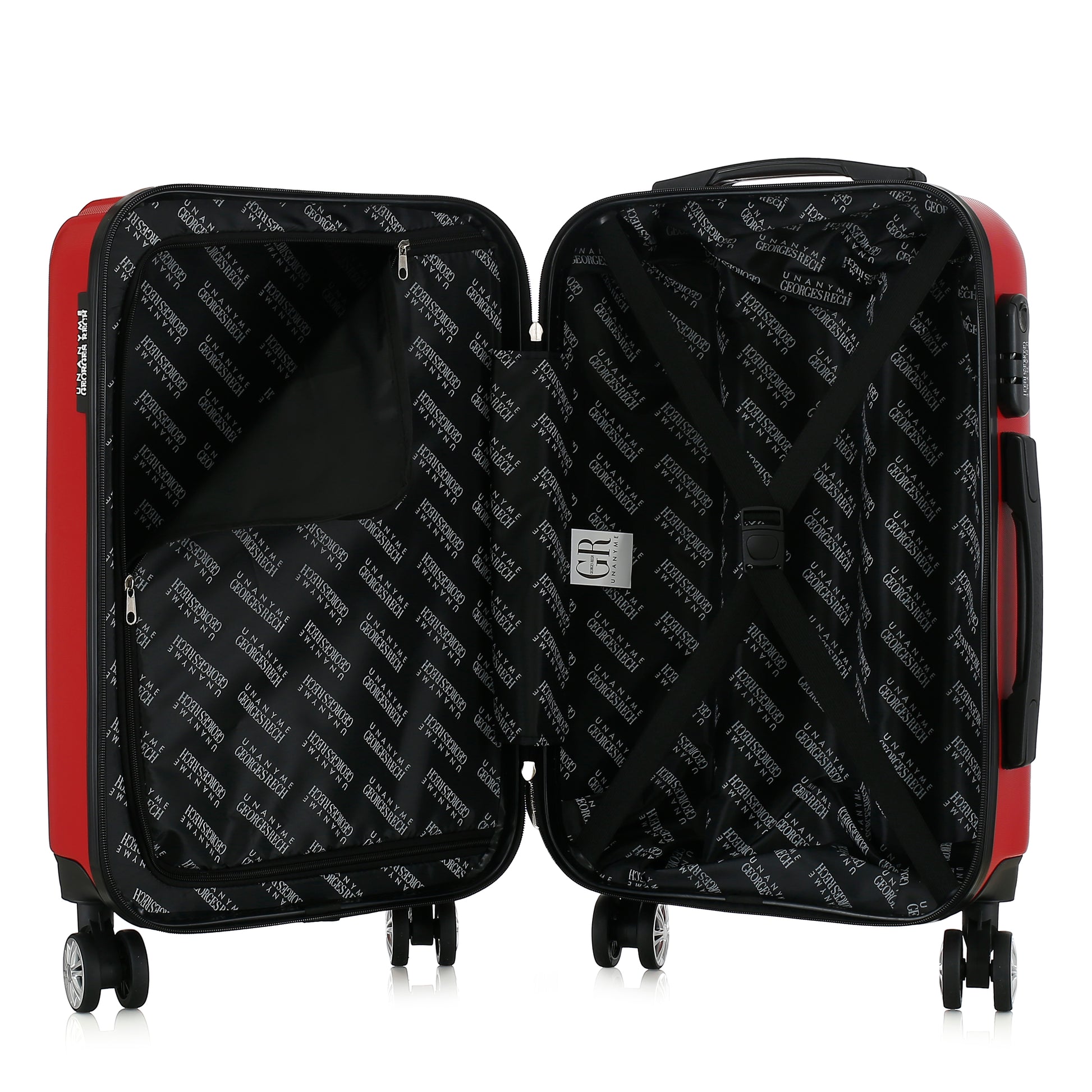 Valise rouge de notre collection Georges Rech, Venise, taille S, ouverte