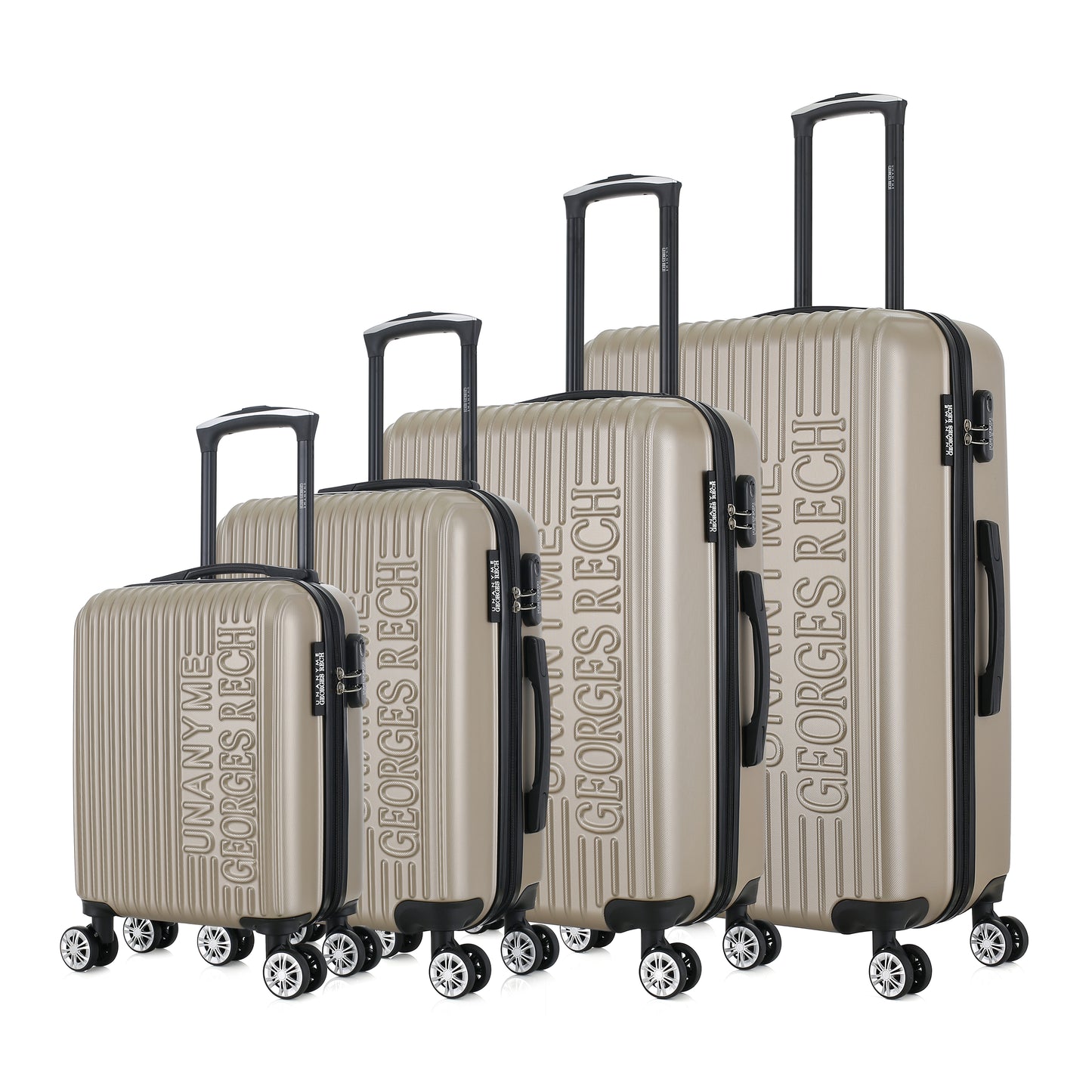 Set de 4 valises beiges de notre collection Georges Rech, Venise, de côté