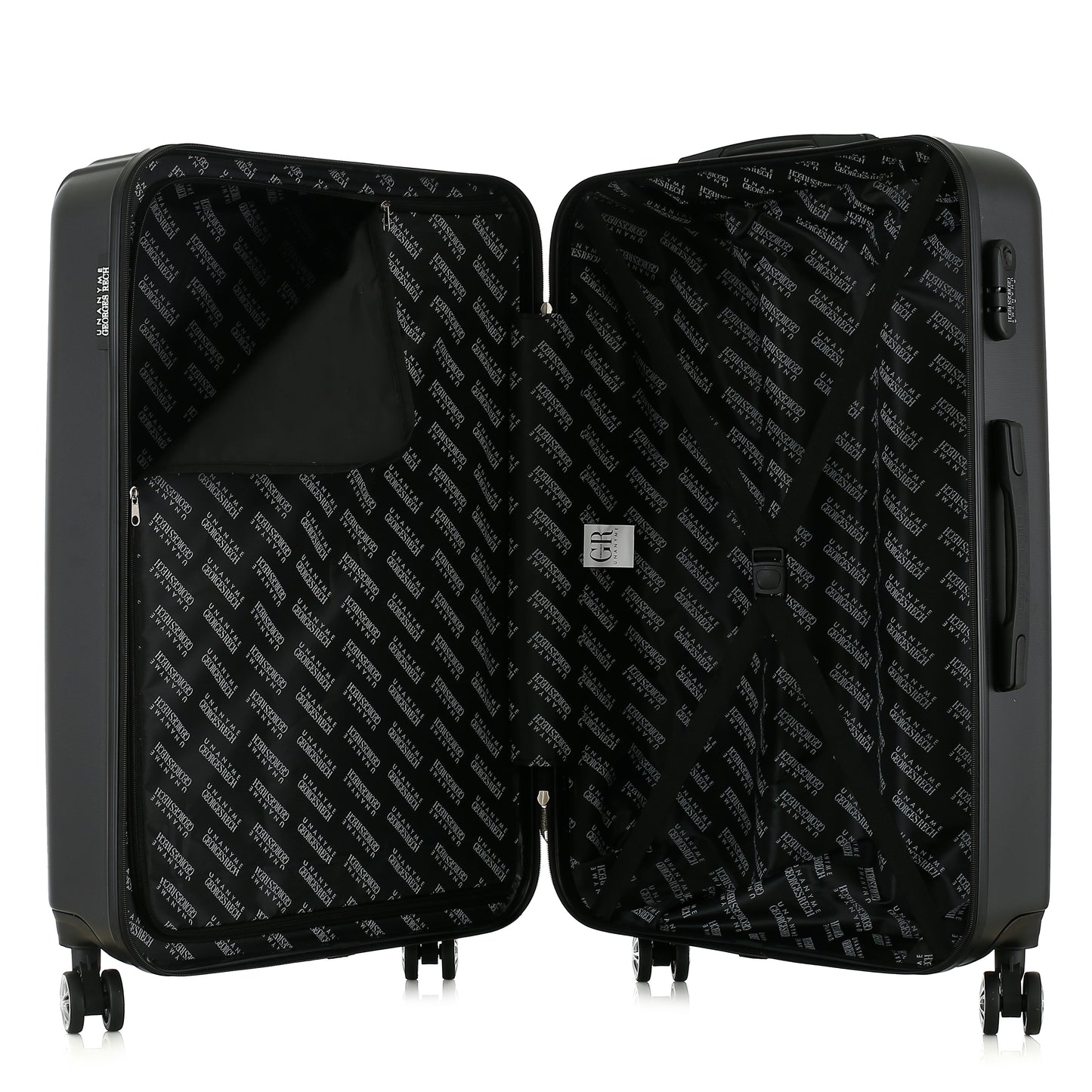 Grande valise noire ouverte
