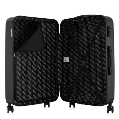 Grande valise noire ouverte
