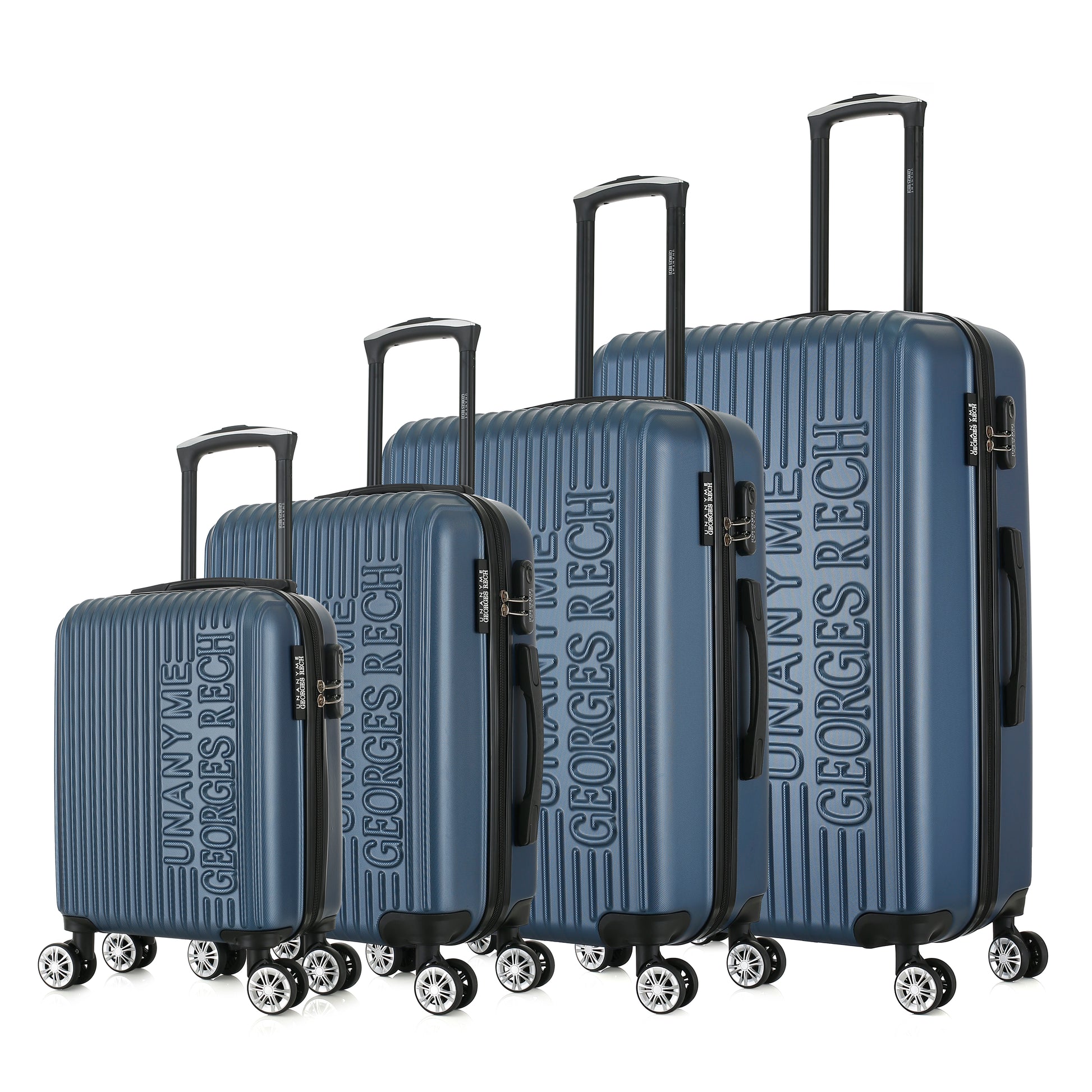 Set de 4 valises bleues de notre collection Georges Rech, Venise, de côté