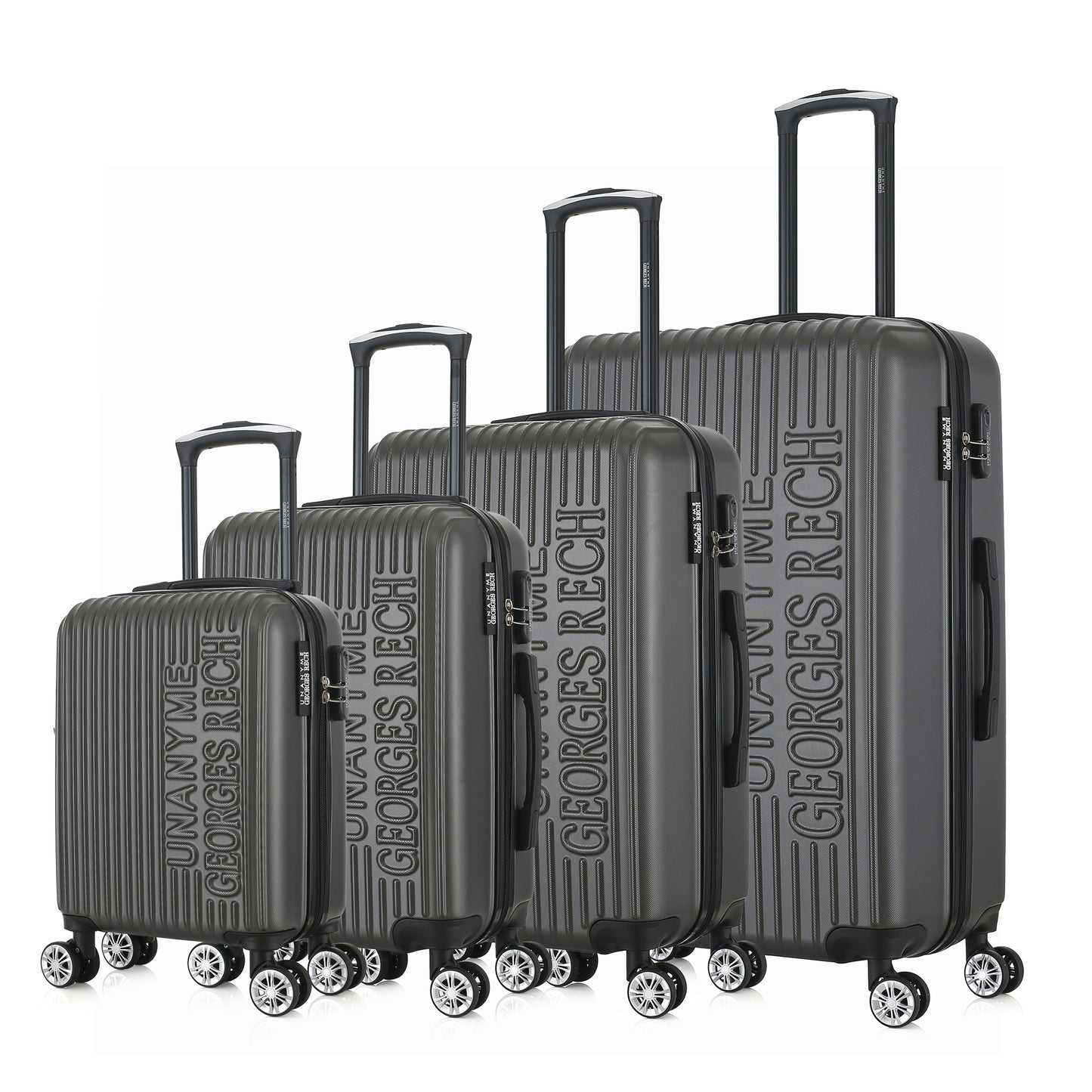 Set de 4 valises grises de notre collection Georges Rech, Venise, de côté