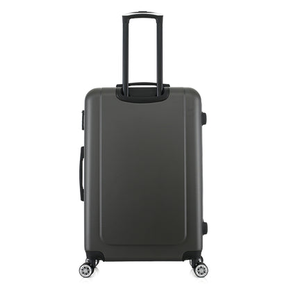 Grande valise grise de dos
