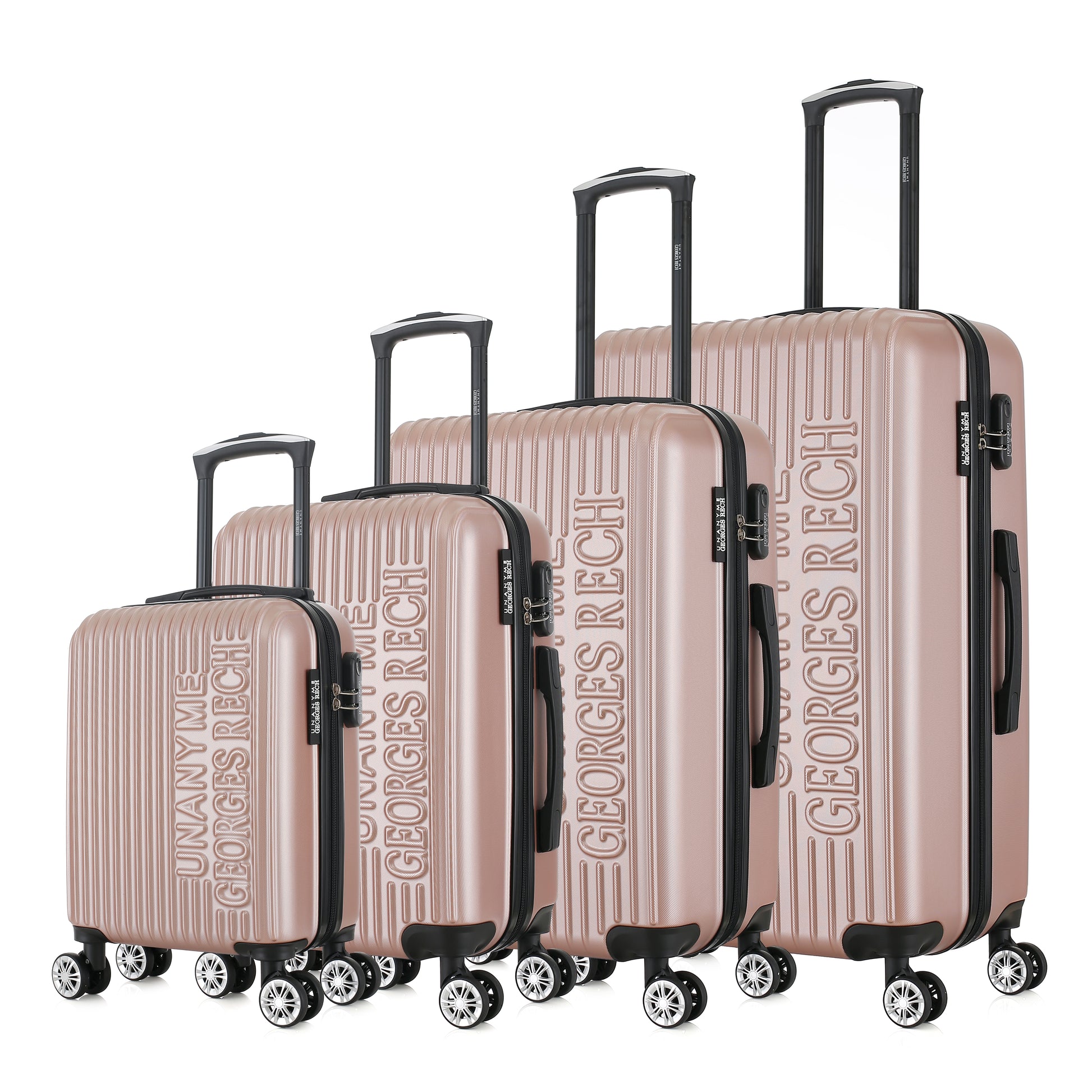 Set de 4 valises roses de notre collection Georges Rech, Venise, de côté