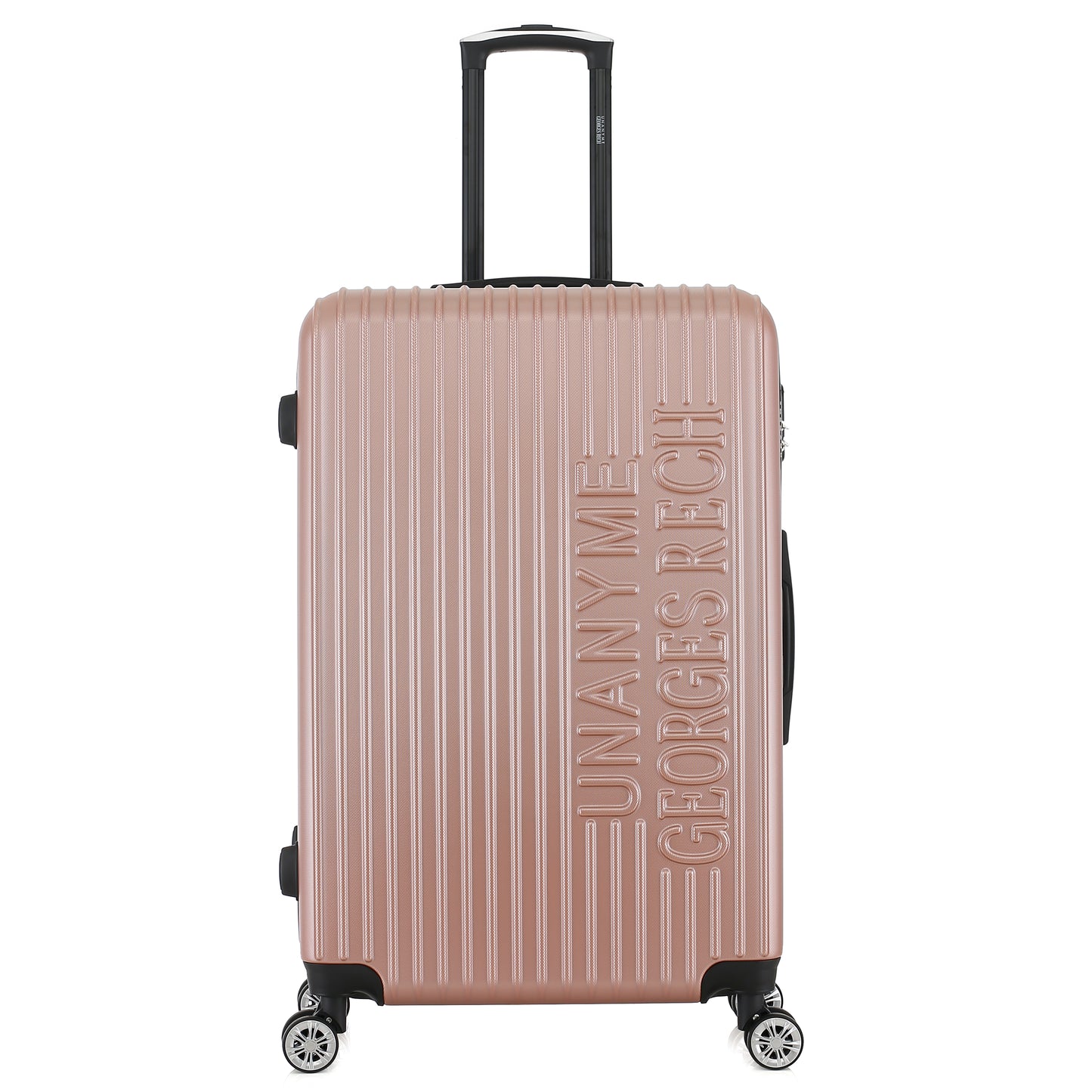 Grande valise rose de face
