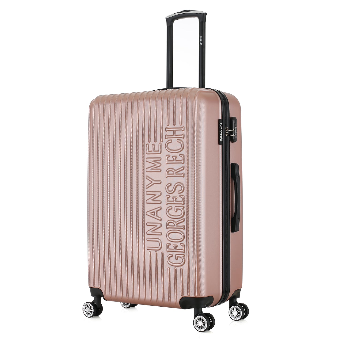 Grande valise rose de 3/4
