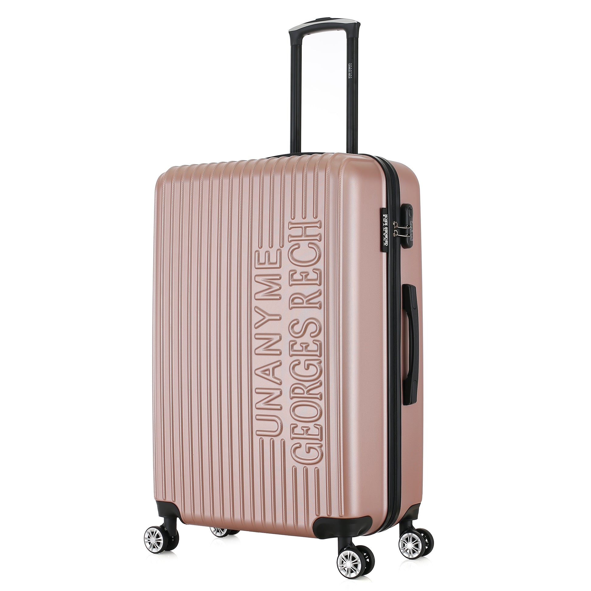 Grande valise rose de 3/4
