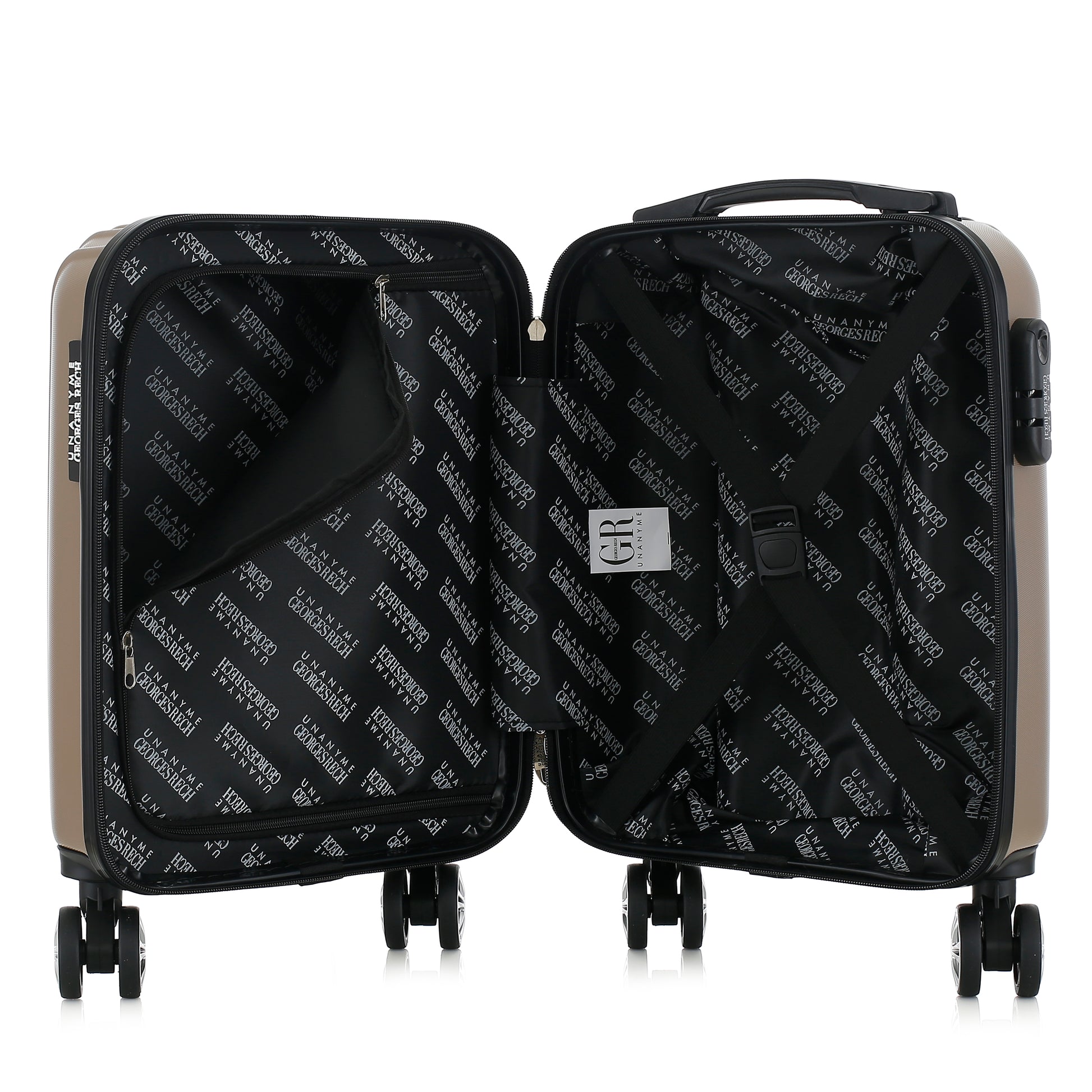 Valise beige de notre collection Georges Rech, Venise, taille XS, ouverte