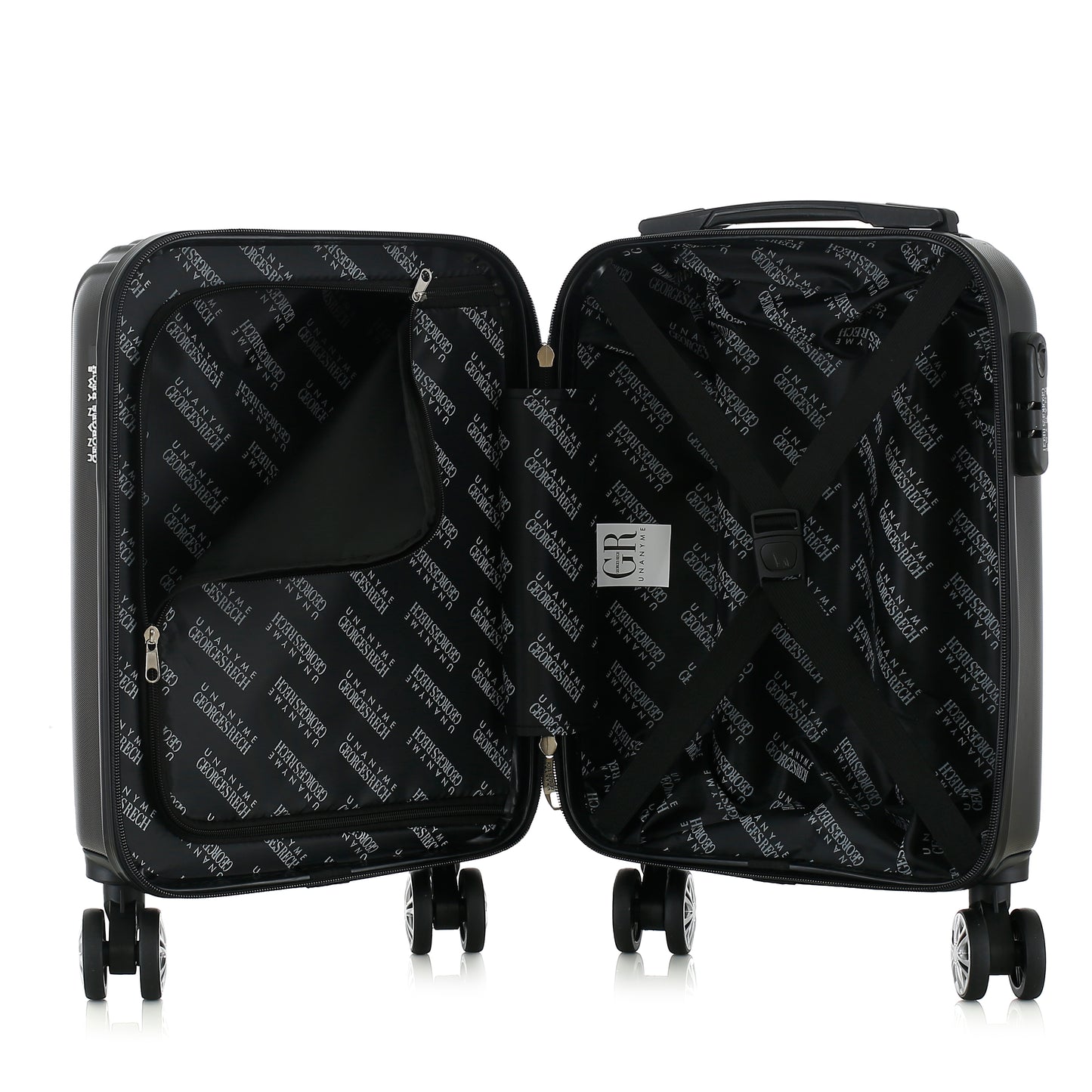 Valise noire de notre collection Georges Rech, Venise, taille XS, ouverte