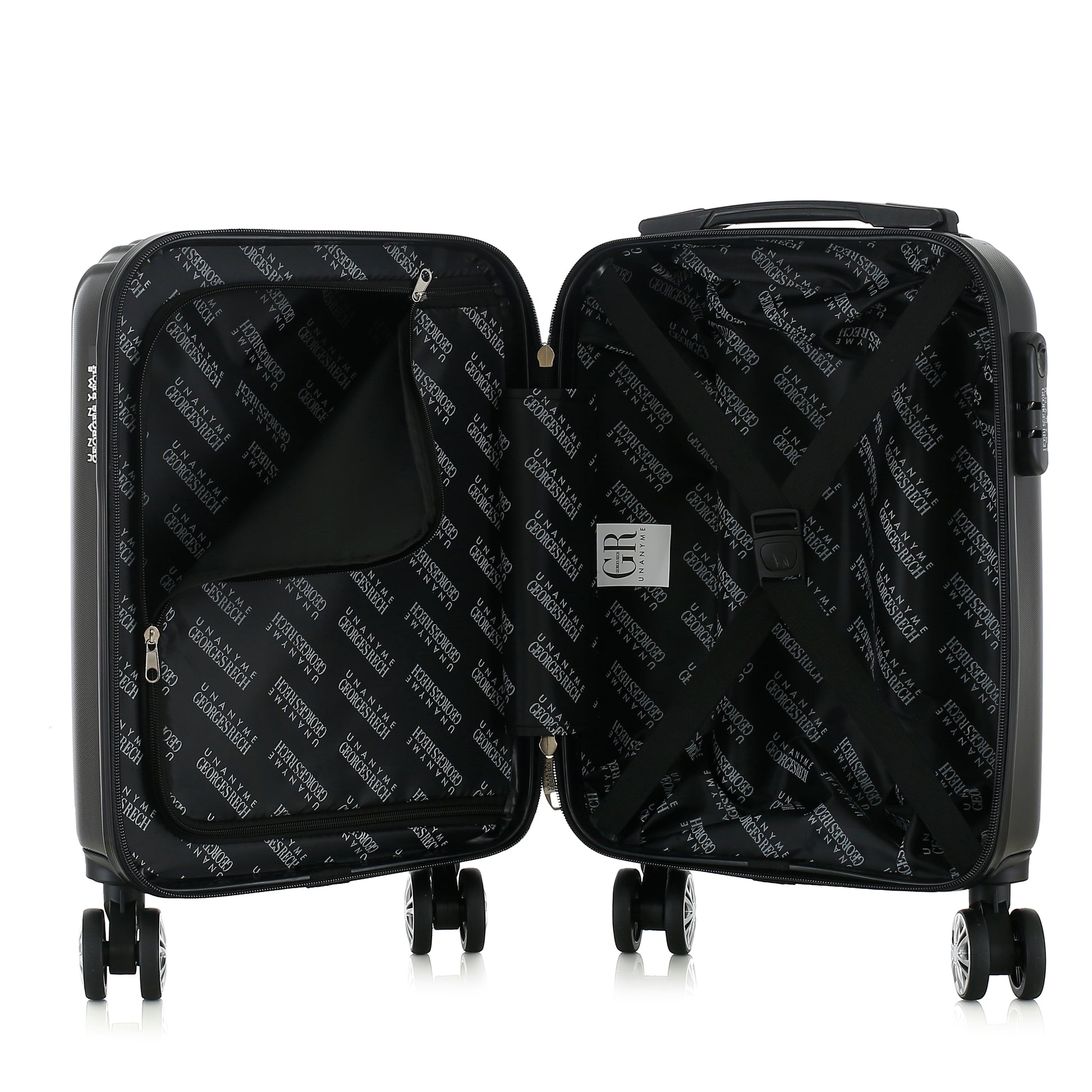 Valise noire de notre collection Georges Rech, Venise, taille XS, ouverte