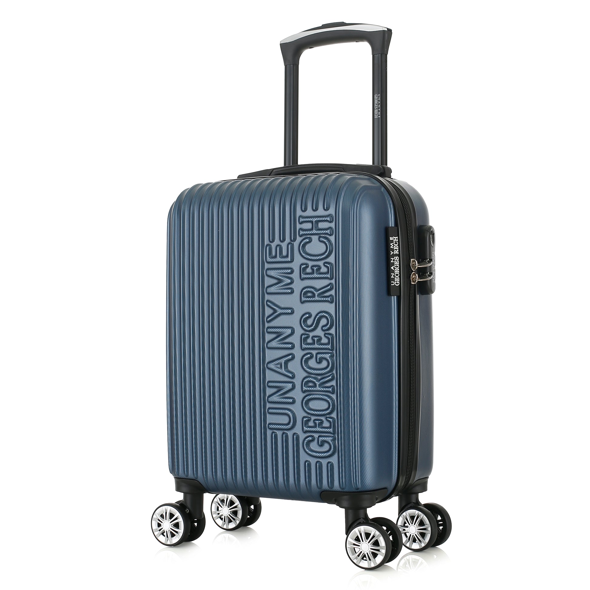 Valise bleue de notre collection Georges Rech, Venise, taille XS, de 3/4