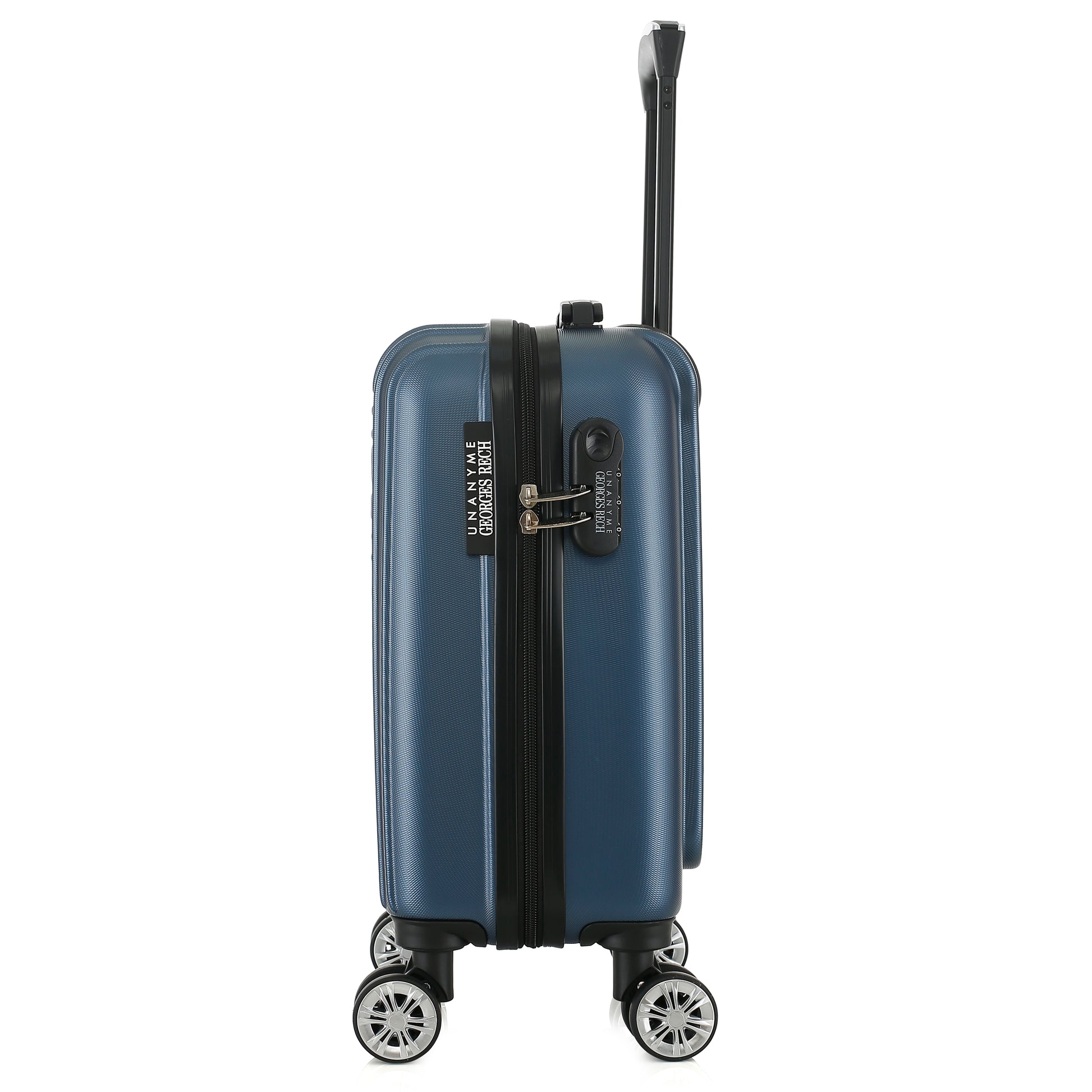 Valise bleue de notre collection Georges Rech, Venise, taille XS, de côté