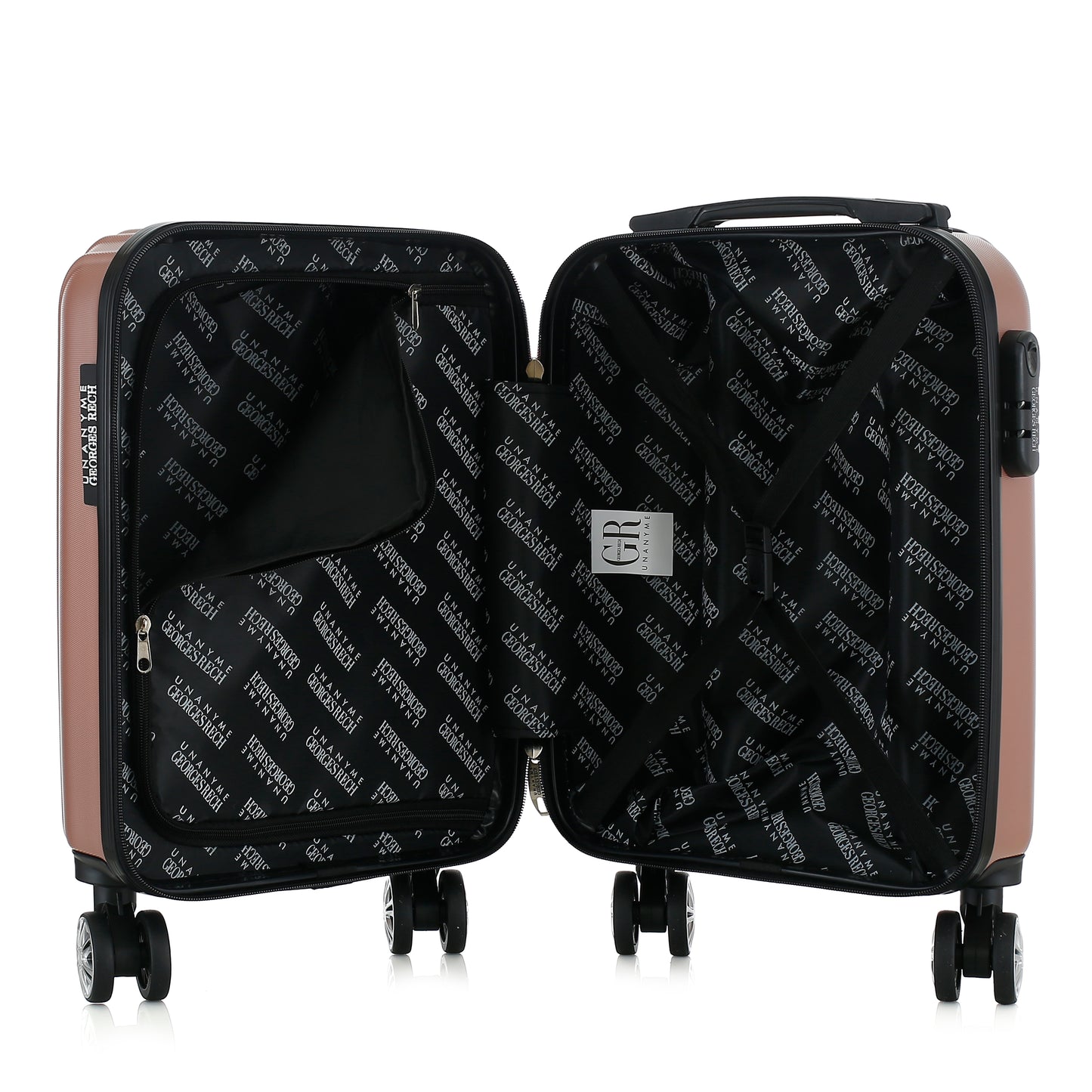 Valise rose de notre collection Georges Rech, Venise, taille XS, ouverte