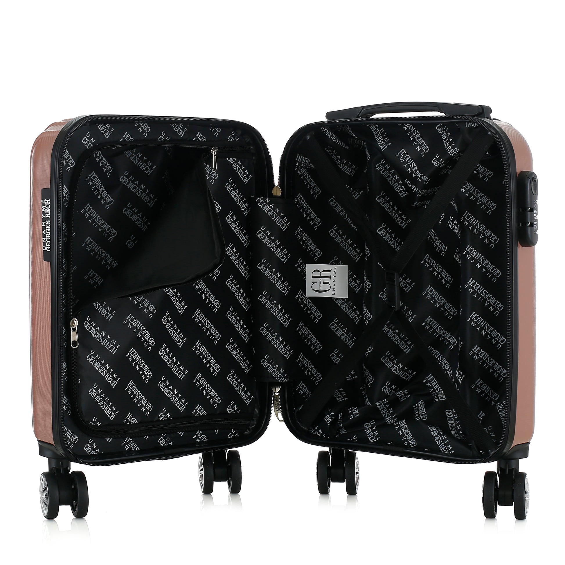 Valise rose de notre collection Georges Rech, Venise, taille XS, ouverte