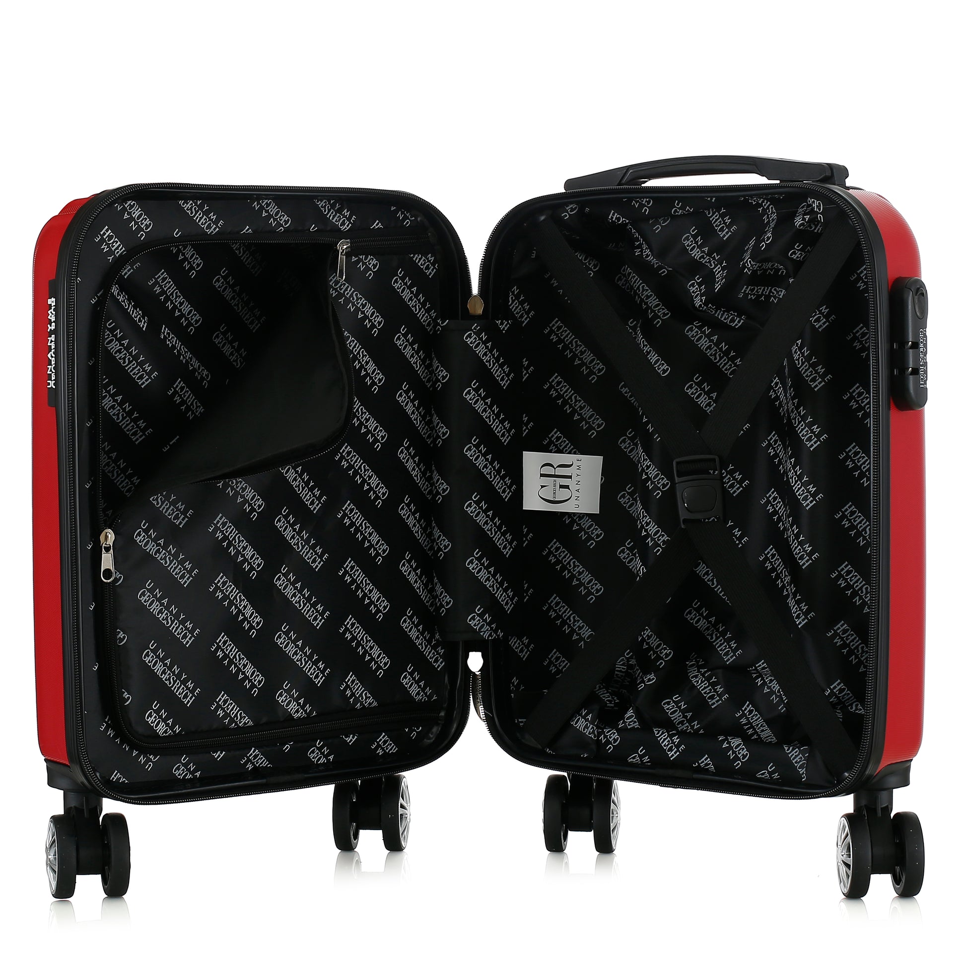 Valise rouge de notre collection Georges Rech, Venise, taille XS, ouverte