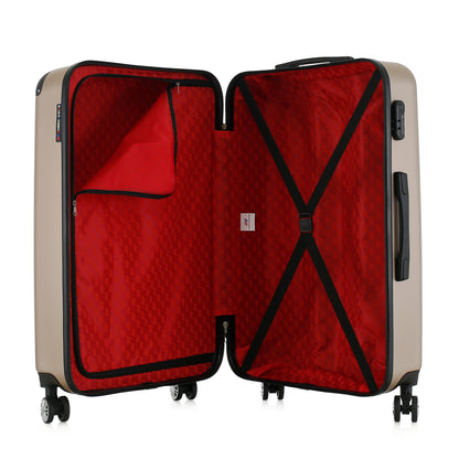 Valise beige de notre collection American Star, Washington taille L, ouverte