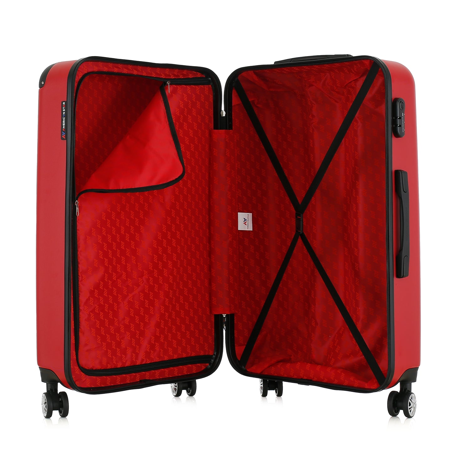Valise rouge de notre collection American Star, Washington taille L, ouverte
