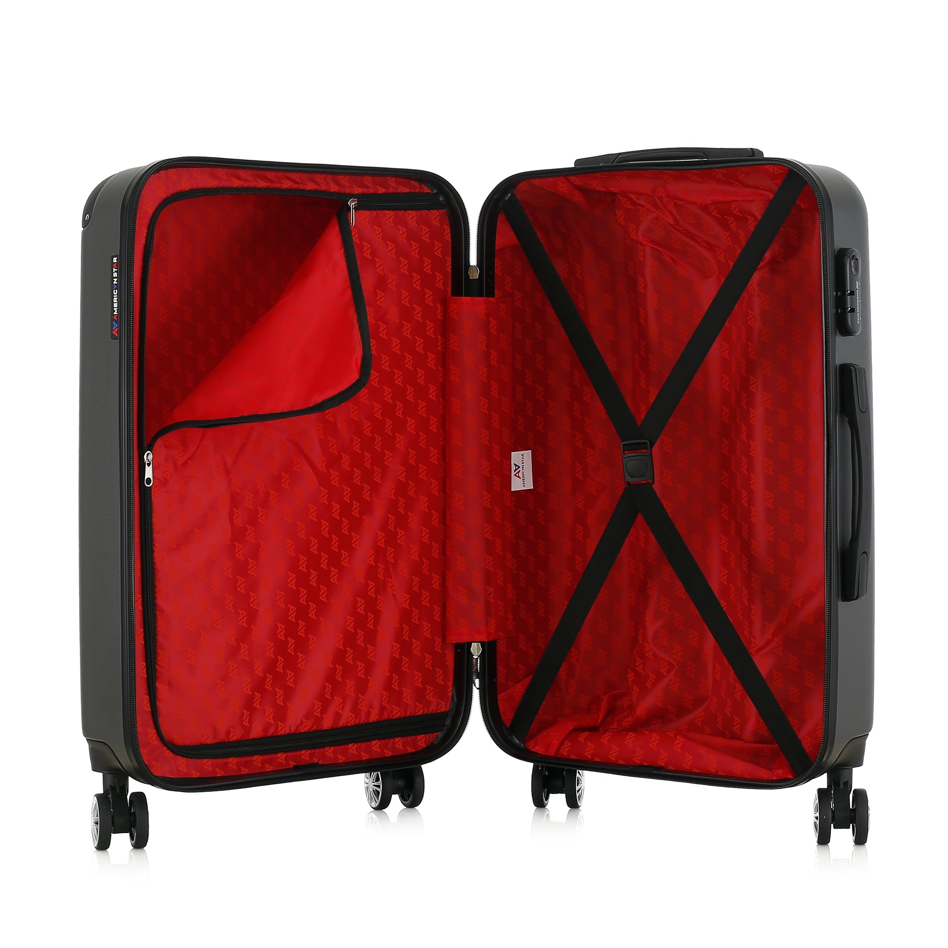 Valise grise de notre collection American Star, Washington taille M, ouverte