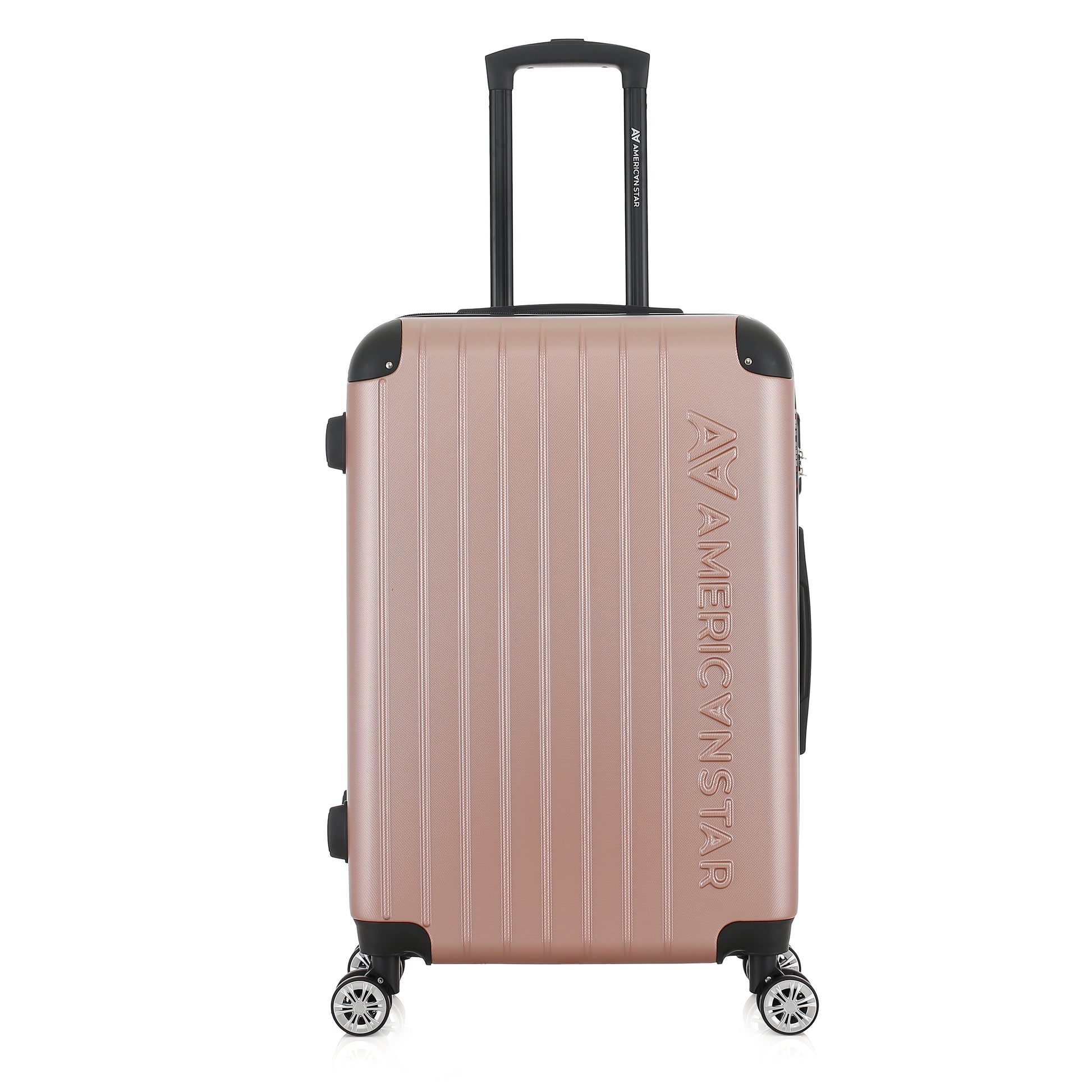 Valise rose or de notre collection American Star, Washington taille M, de face