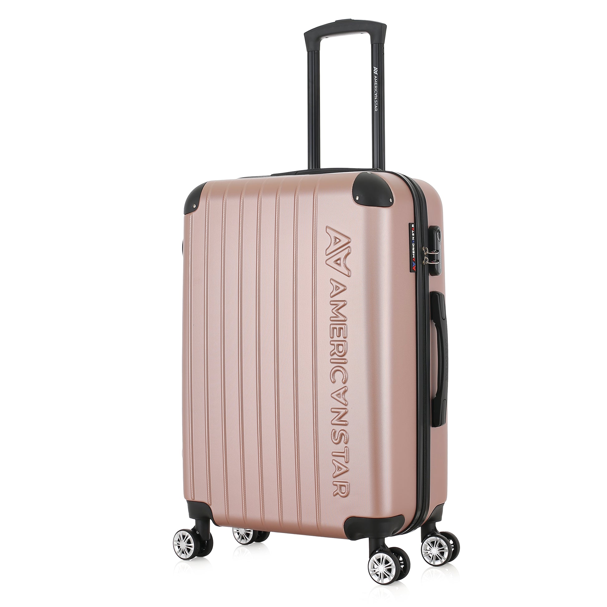 Valise rose or de notre collection American Star, Washington taille M, de 3/4