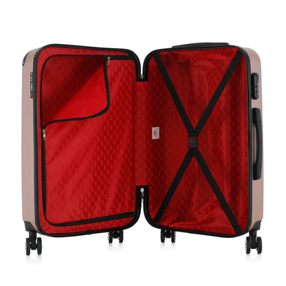 Valise rose or de notre collection American Star, Washington taille M, ouverte