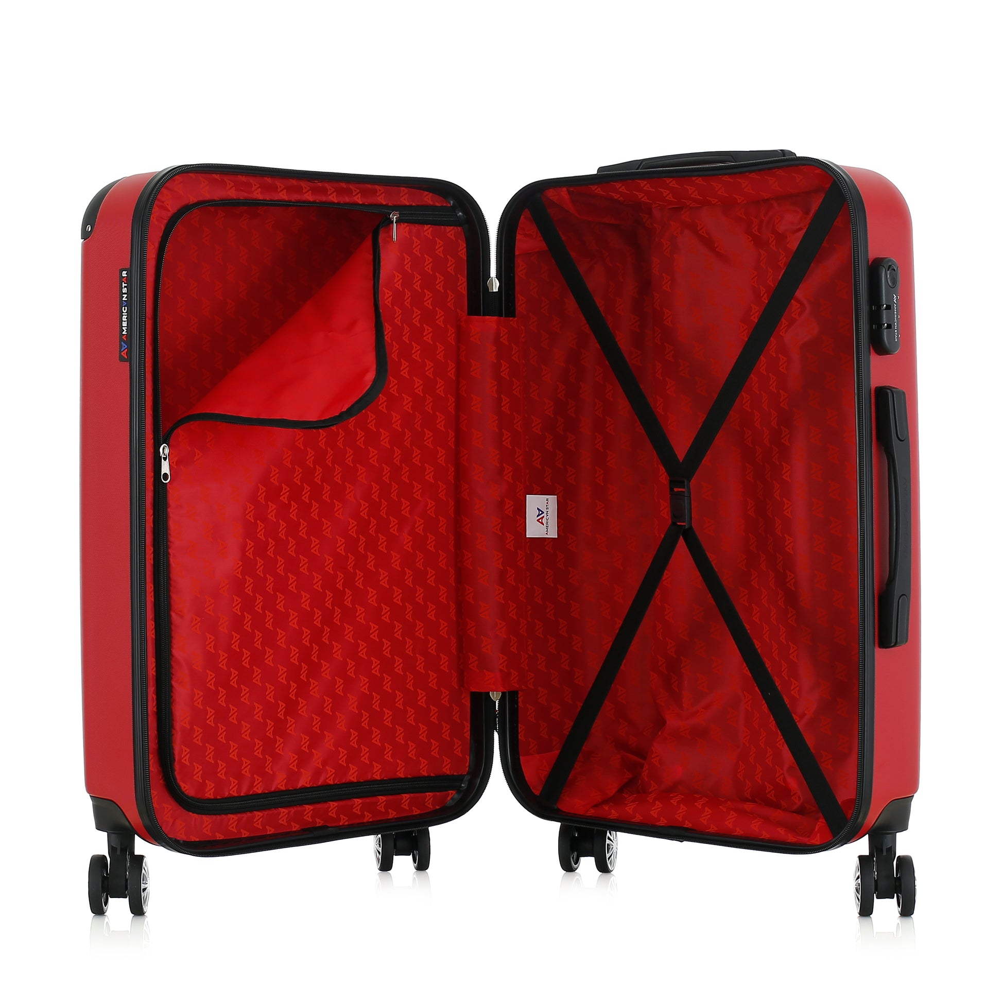 Valise rouge de notre collection American Star, Washington taille M, ouverte