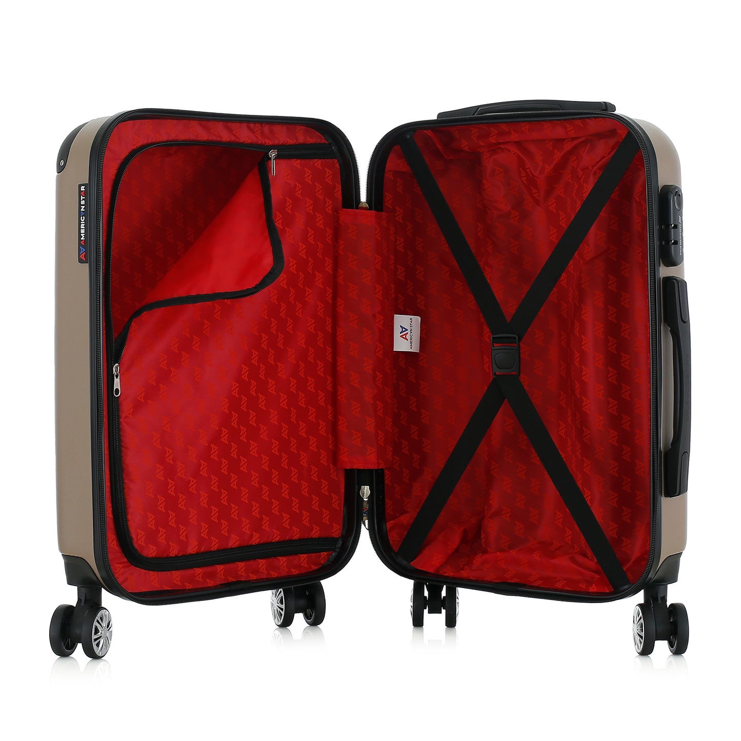 Valise beige de notre collection American Star, Washington S ouverte