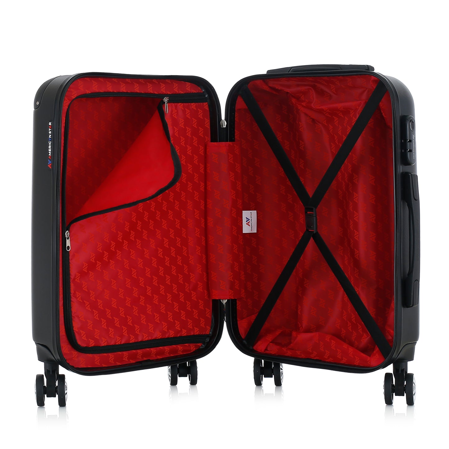 Valise noire de notre collection American Star, Washington S ouverte