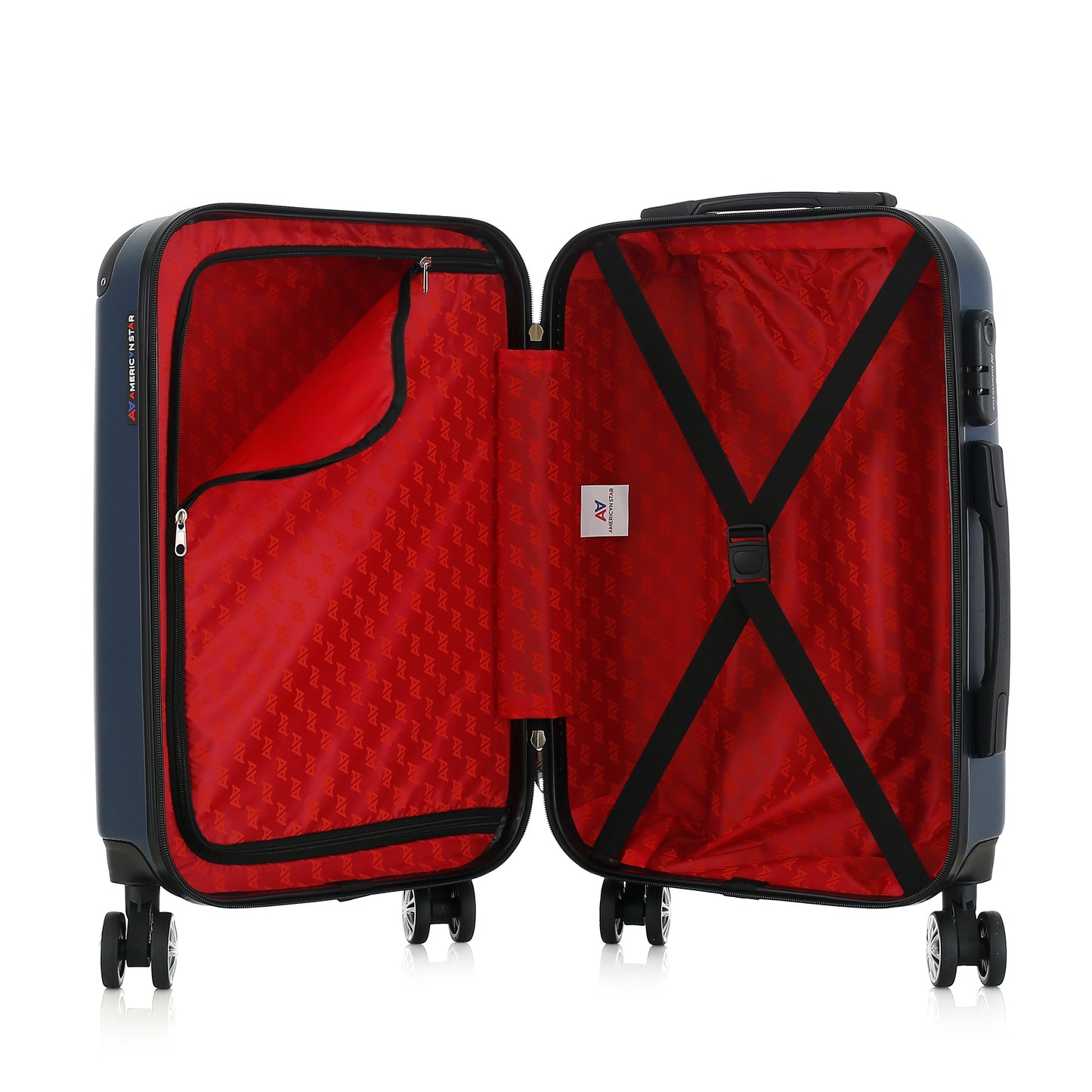 Valise bleue de notre collection American Star, Washington S ouverte