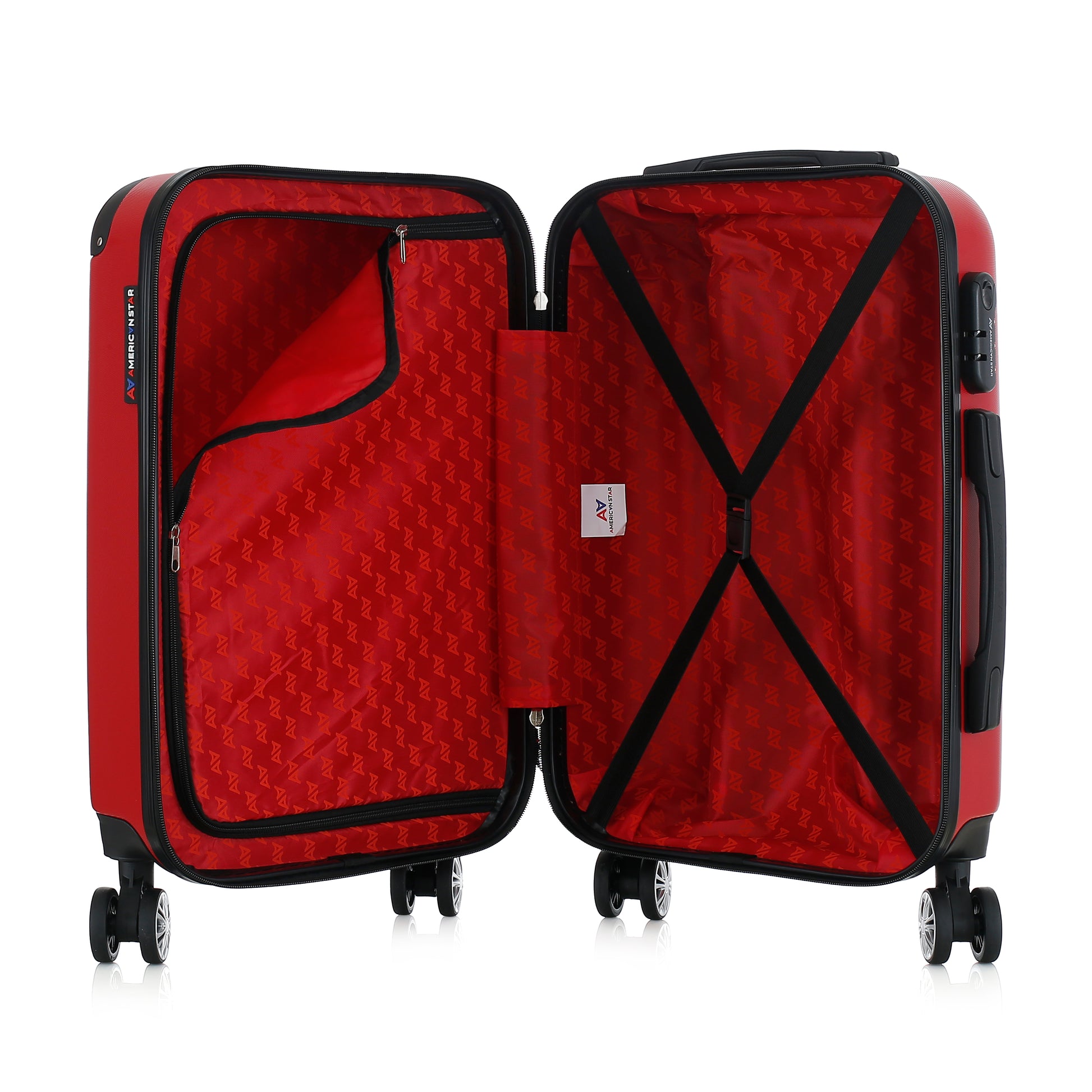 Valise rouge de notre collection American Star, Washington S ouverte