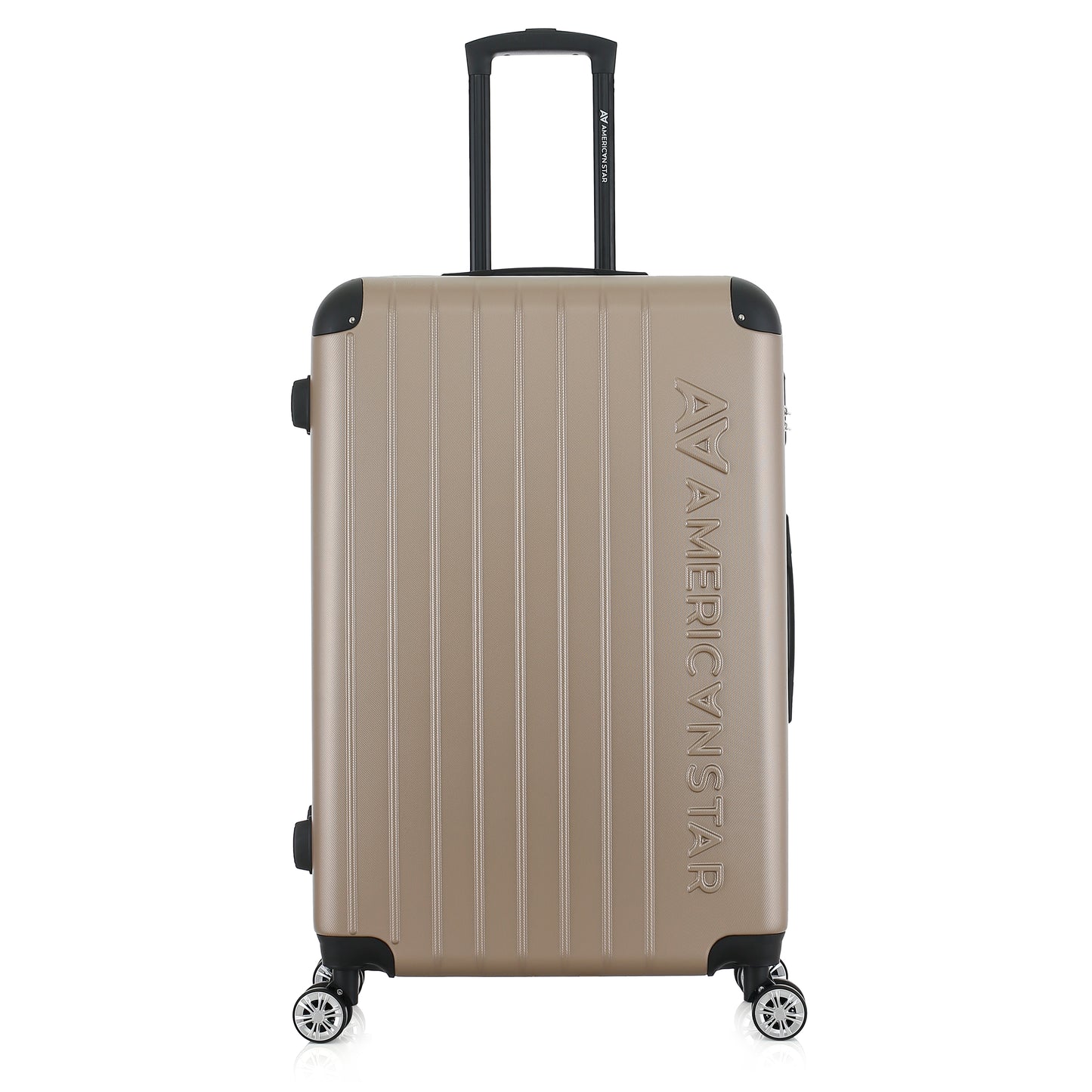 Grande valise beige de face
