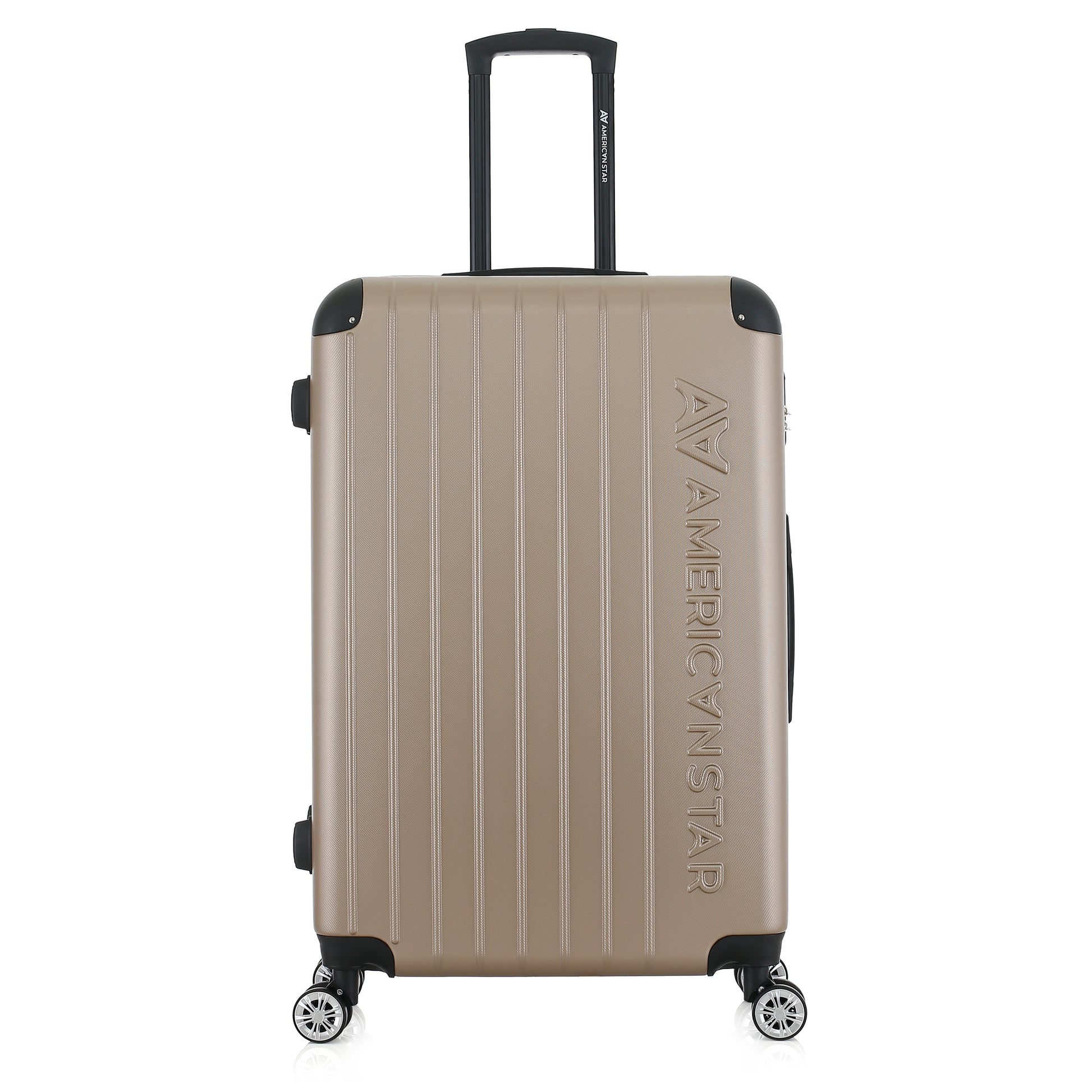 Grande valise beige de face
