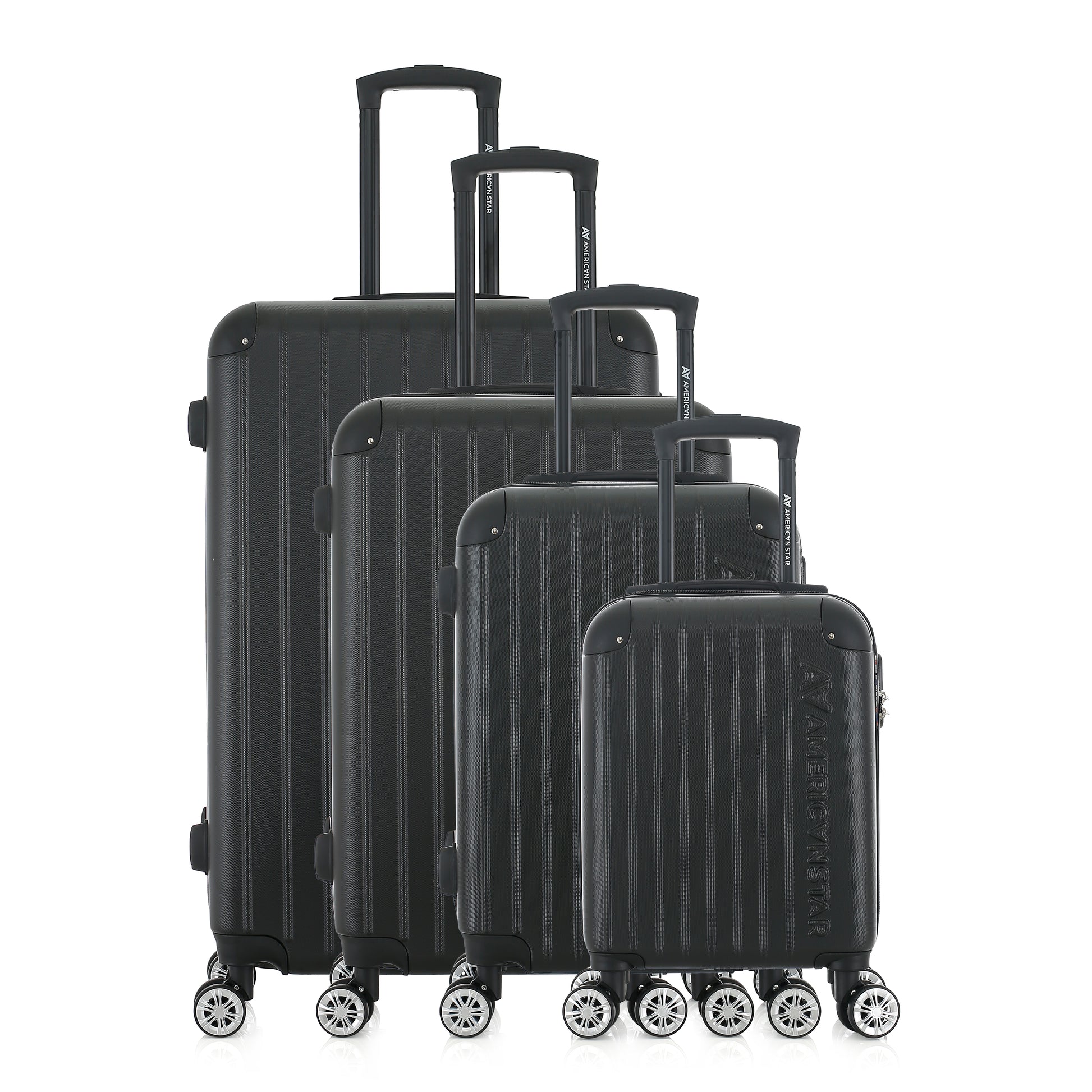 Set de 4 valises noires de notre collection American Star, Washington, de face