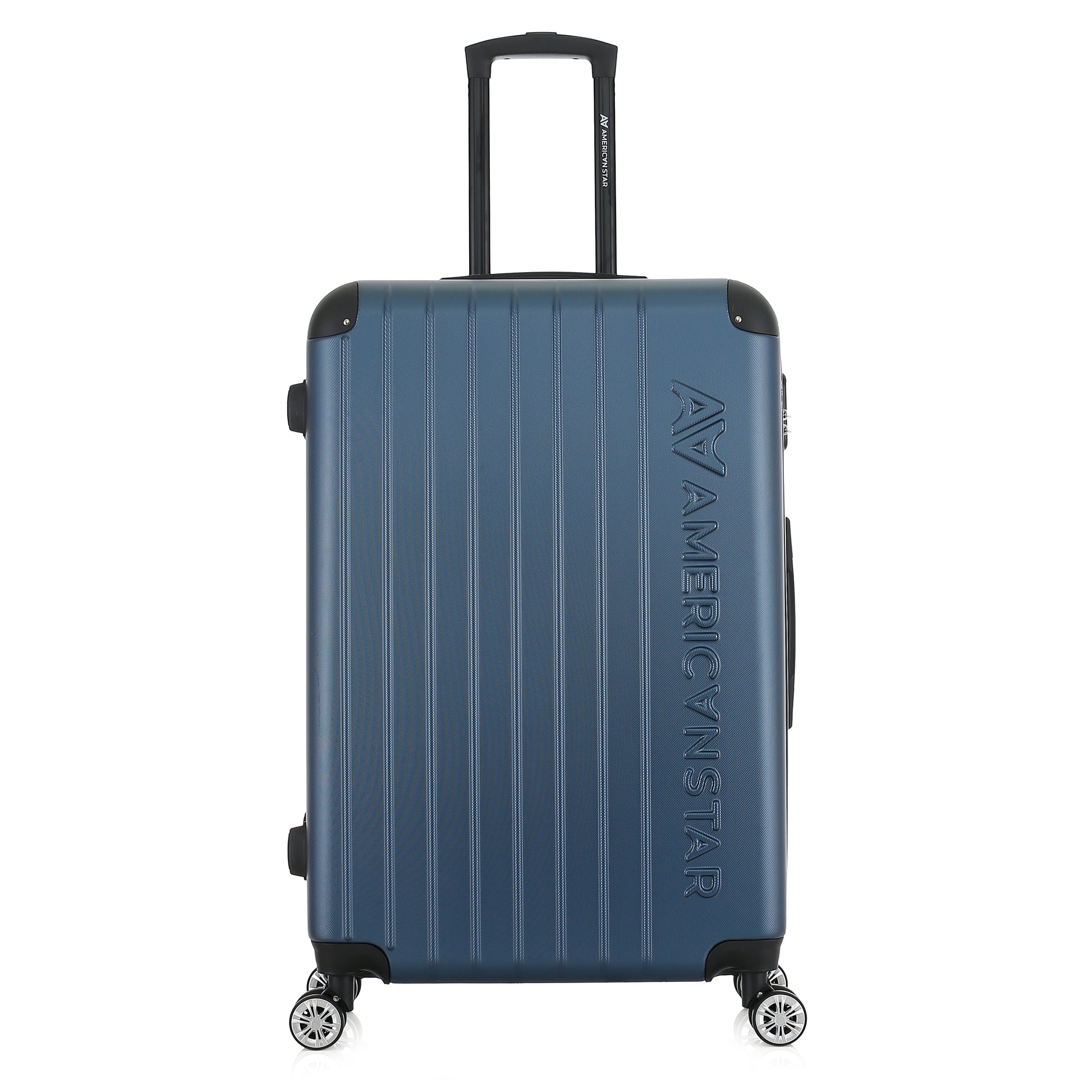 Grande valise bleue de face
