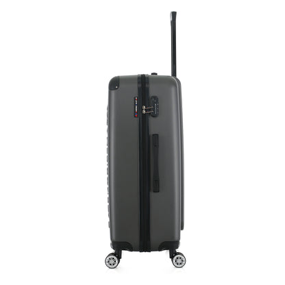 Grande valise grise de côté
