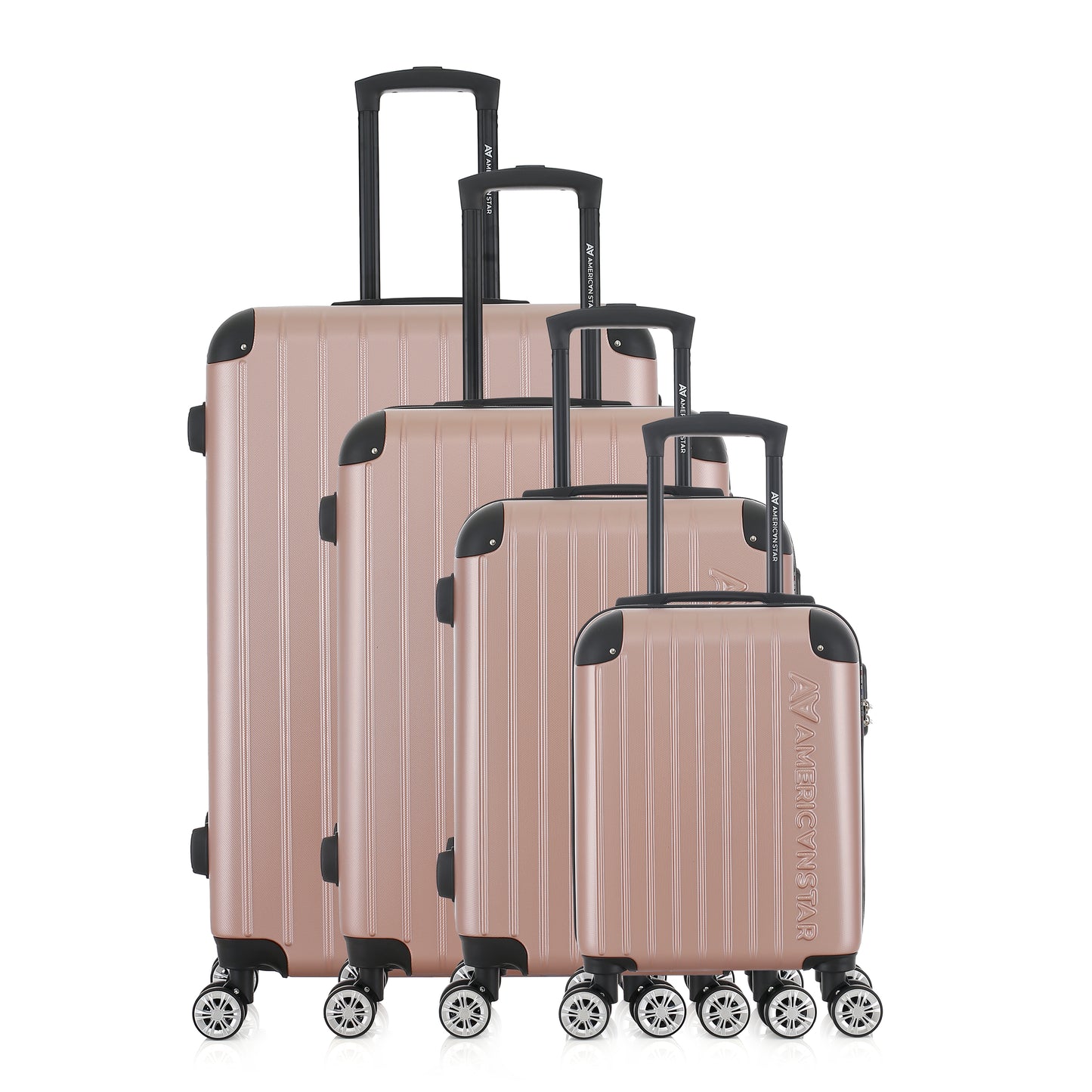 Set de 4 valises or rose de notre collection American Star, Washington, de face