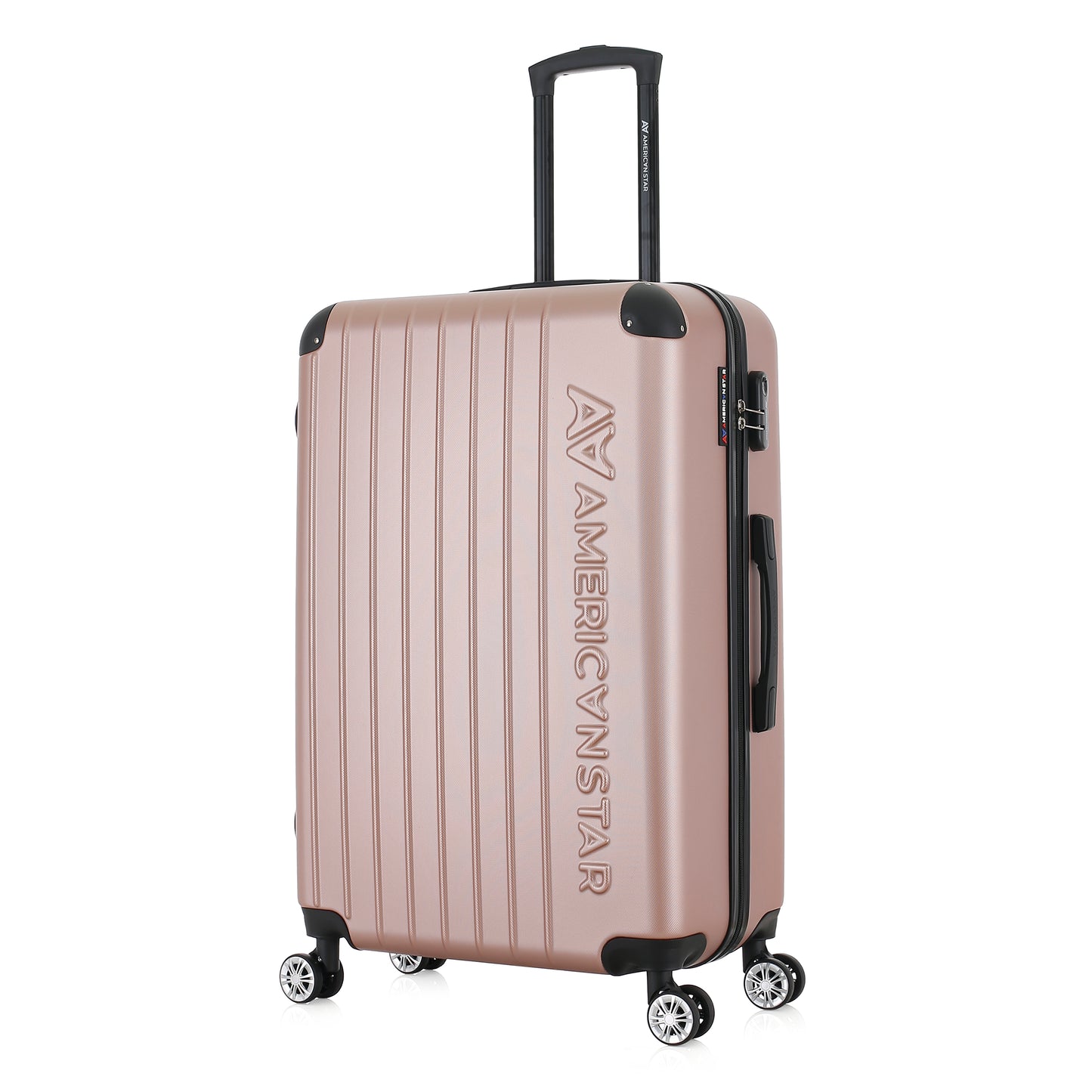 Grande valise rose de 3/4
