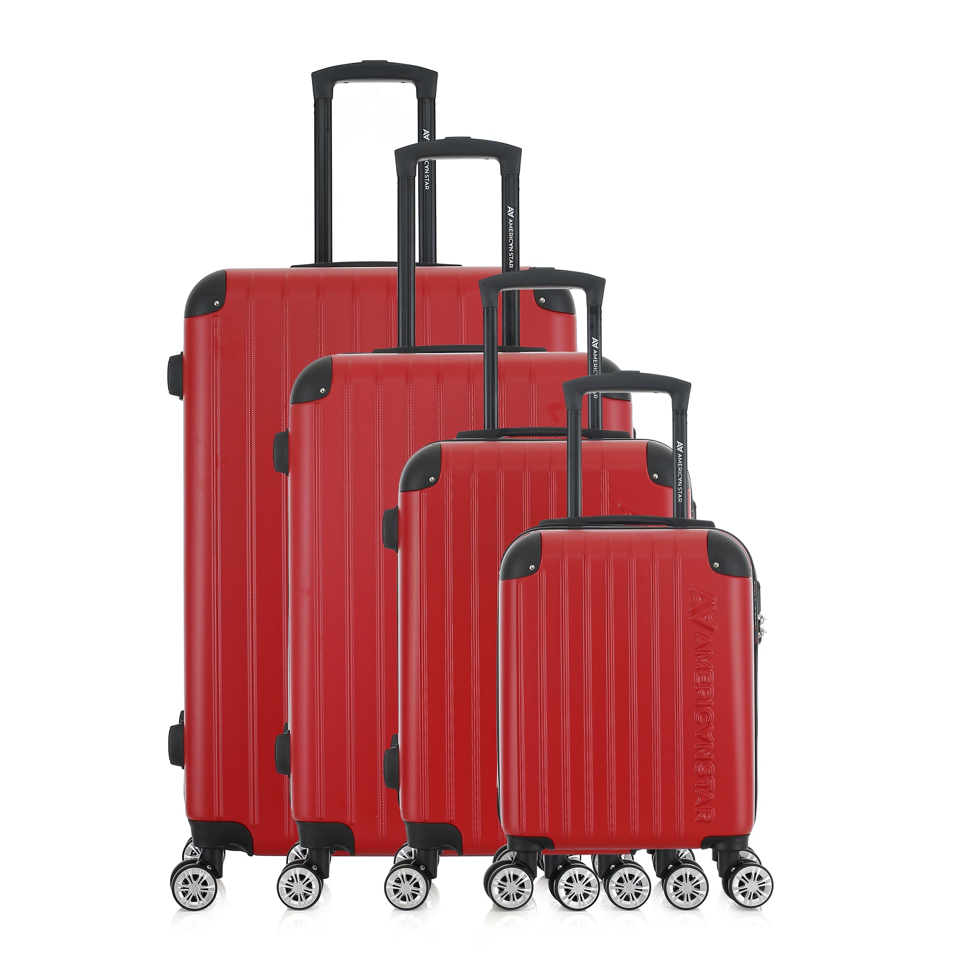 Set de 4 valises rouges de notre collection American Star, Washington, de face