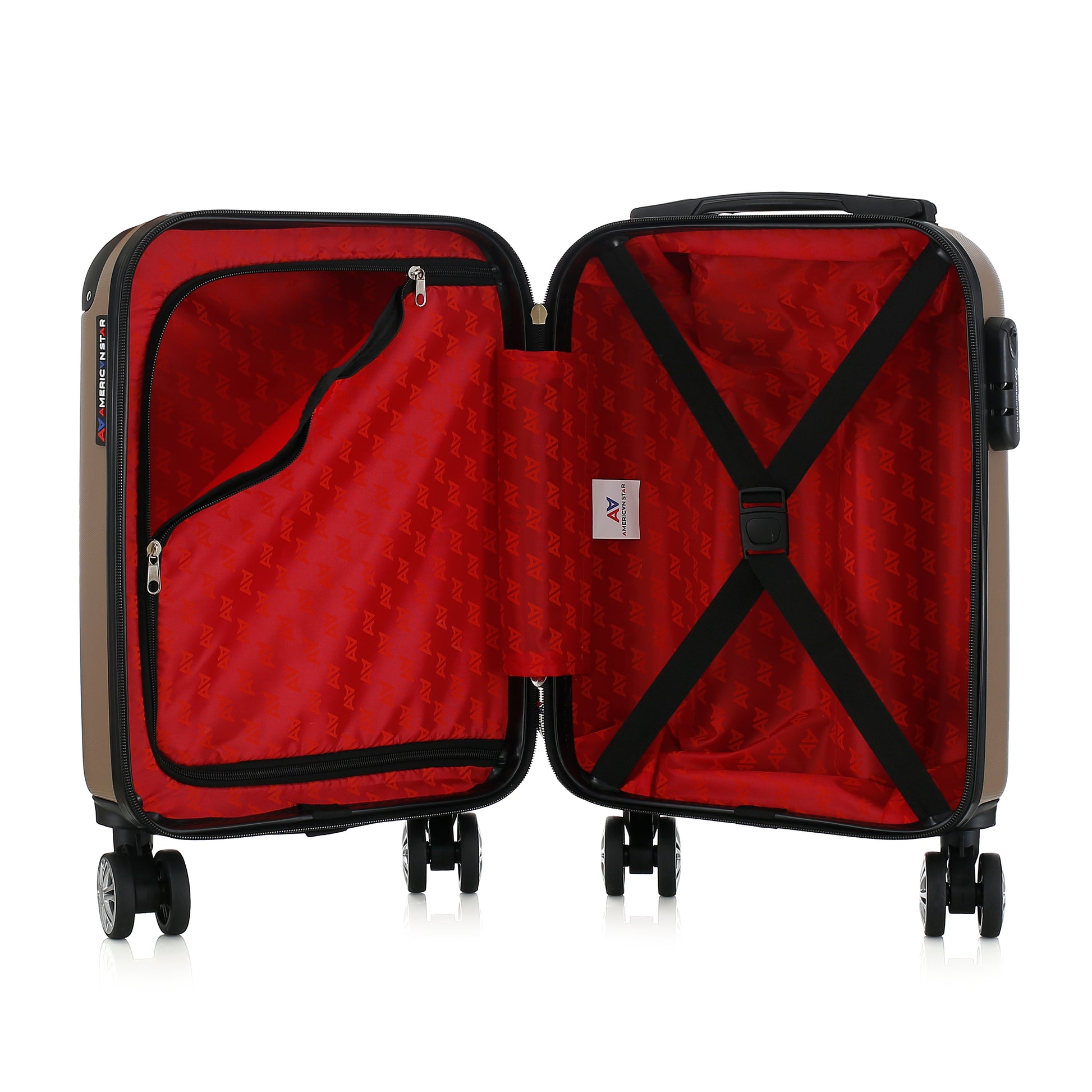 Valise beige de notre collection American Star, Washington taille XS, ouverte