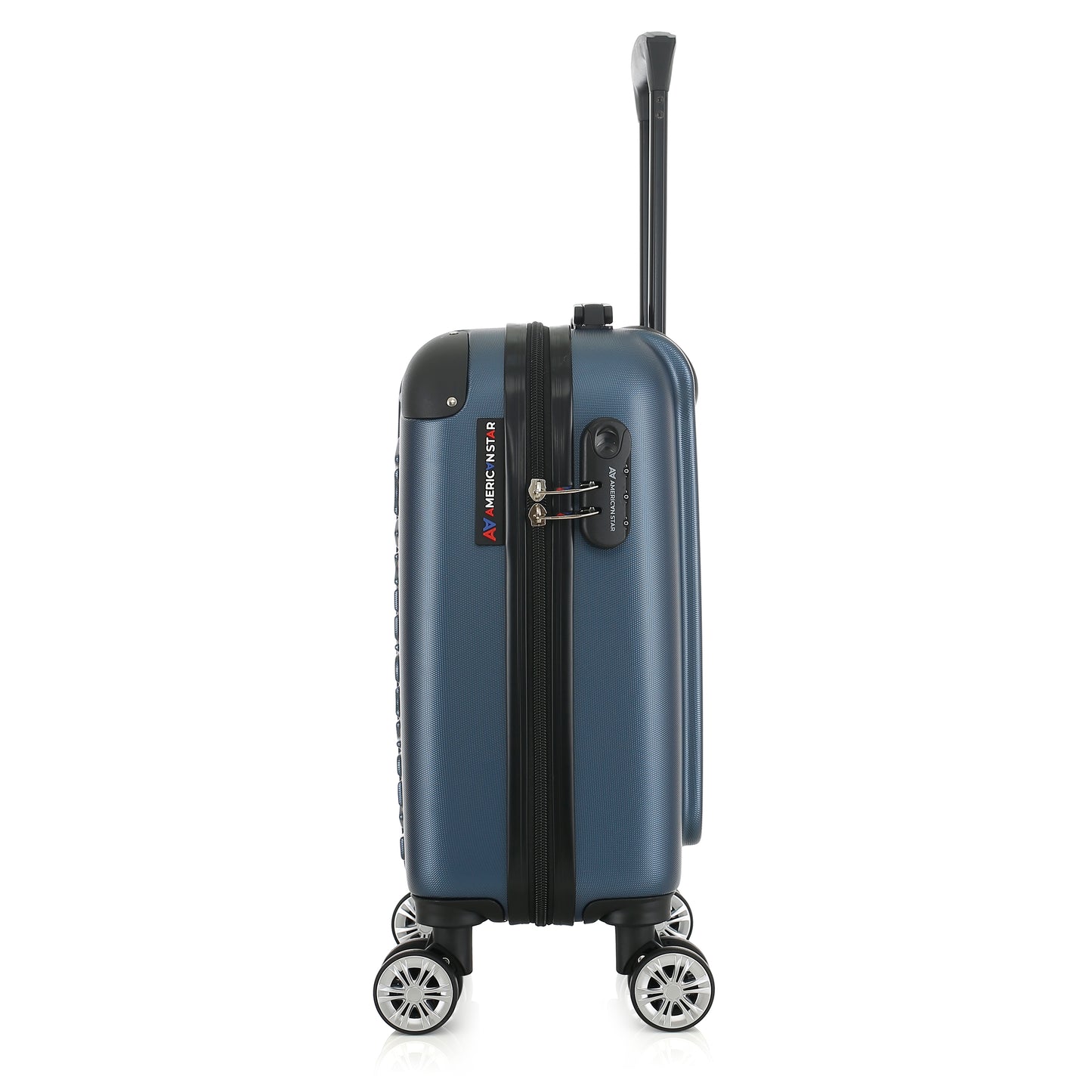 Valise bleue de notre collection American Star, Washington XS de côté
